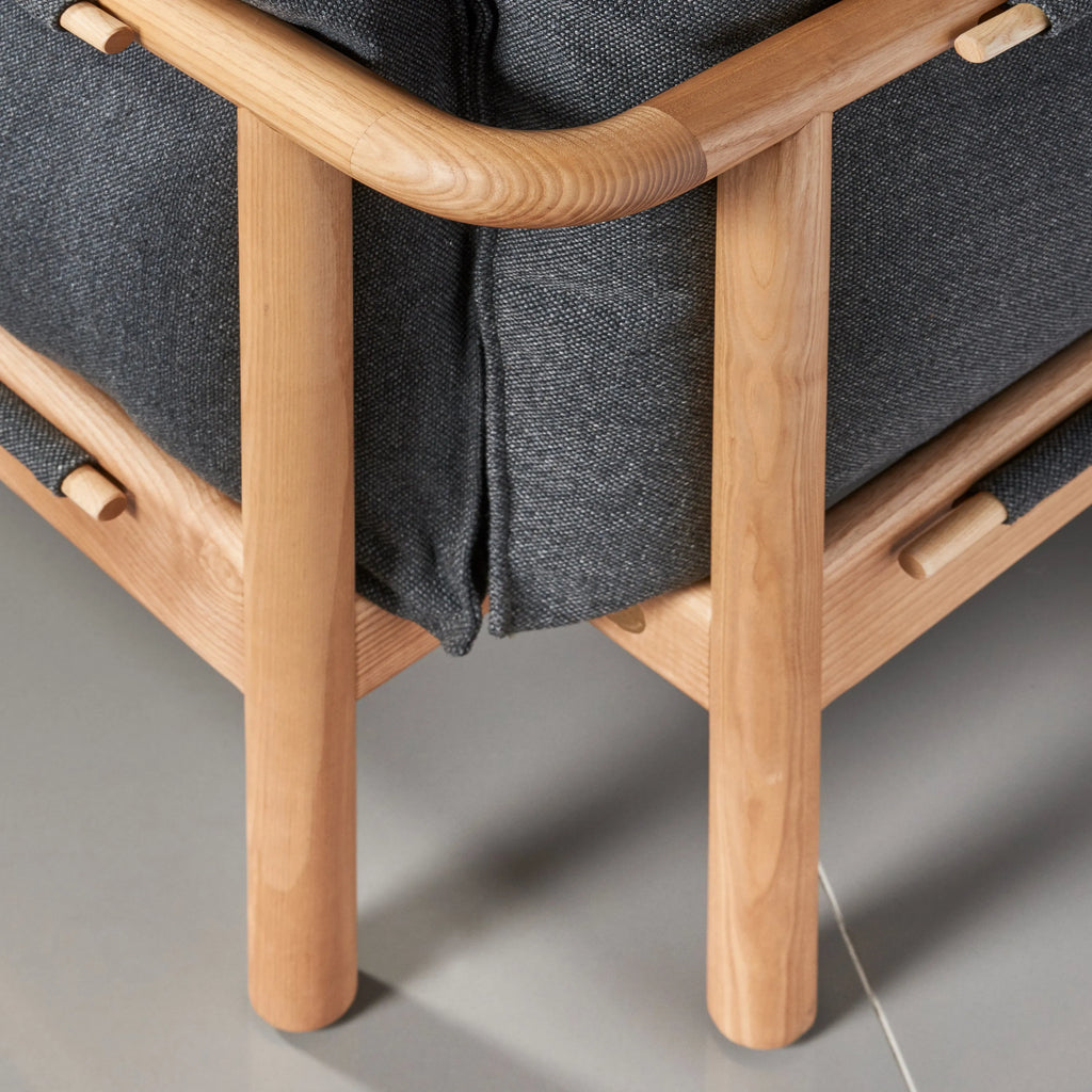 Olivia Armchair Granite Gray Fabric Solid American Oak