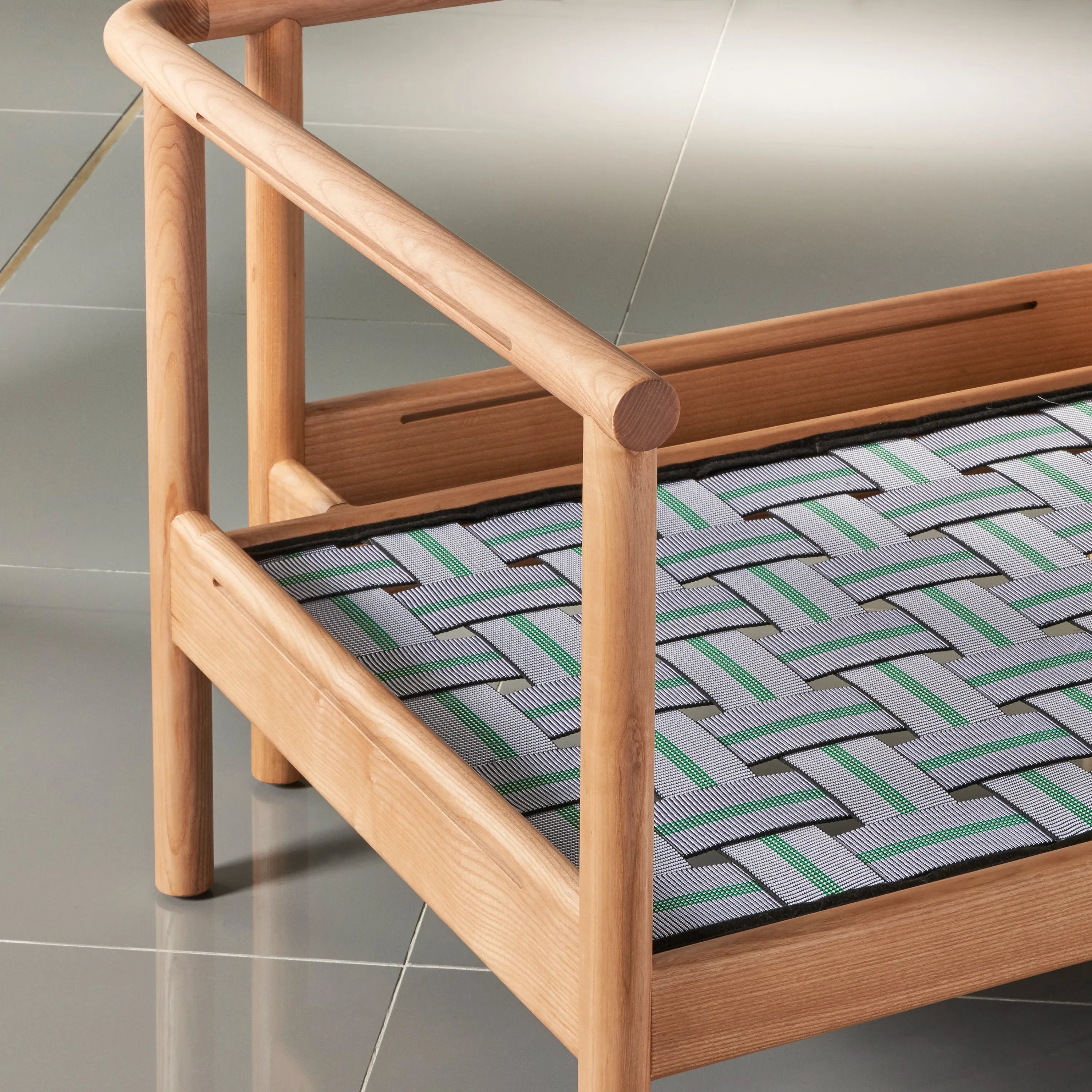 Olivia Armchair Granite Gray Fabric Solid American Oak