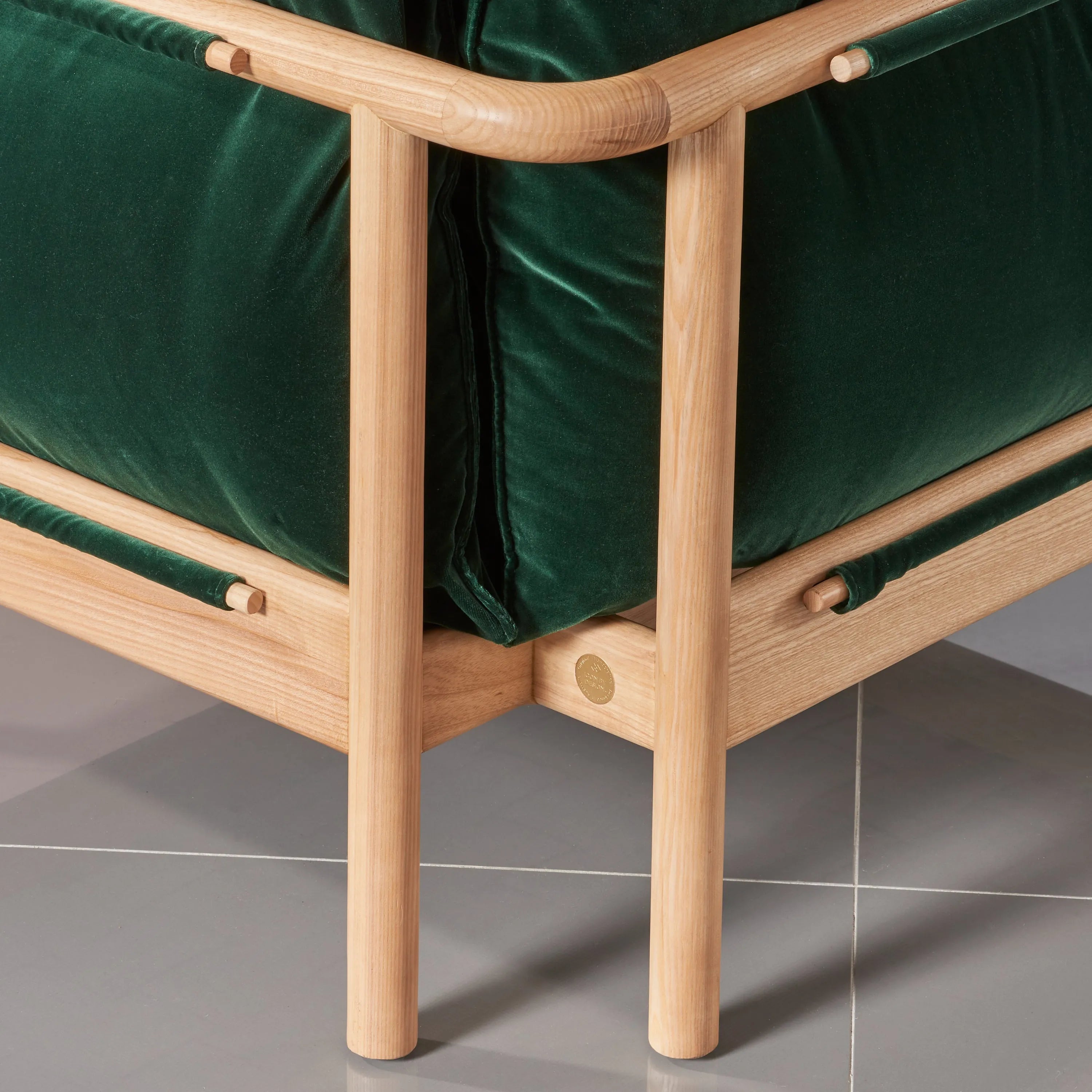 Olivia Armchair Racing Green Velvet Solid American Oak