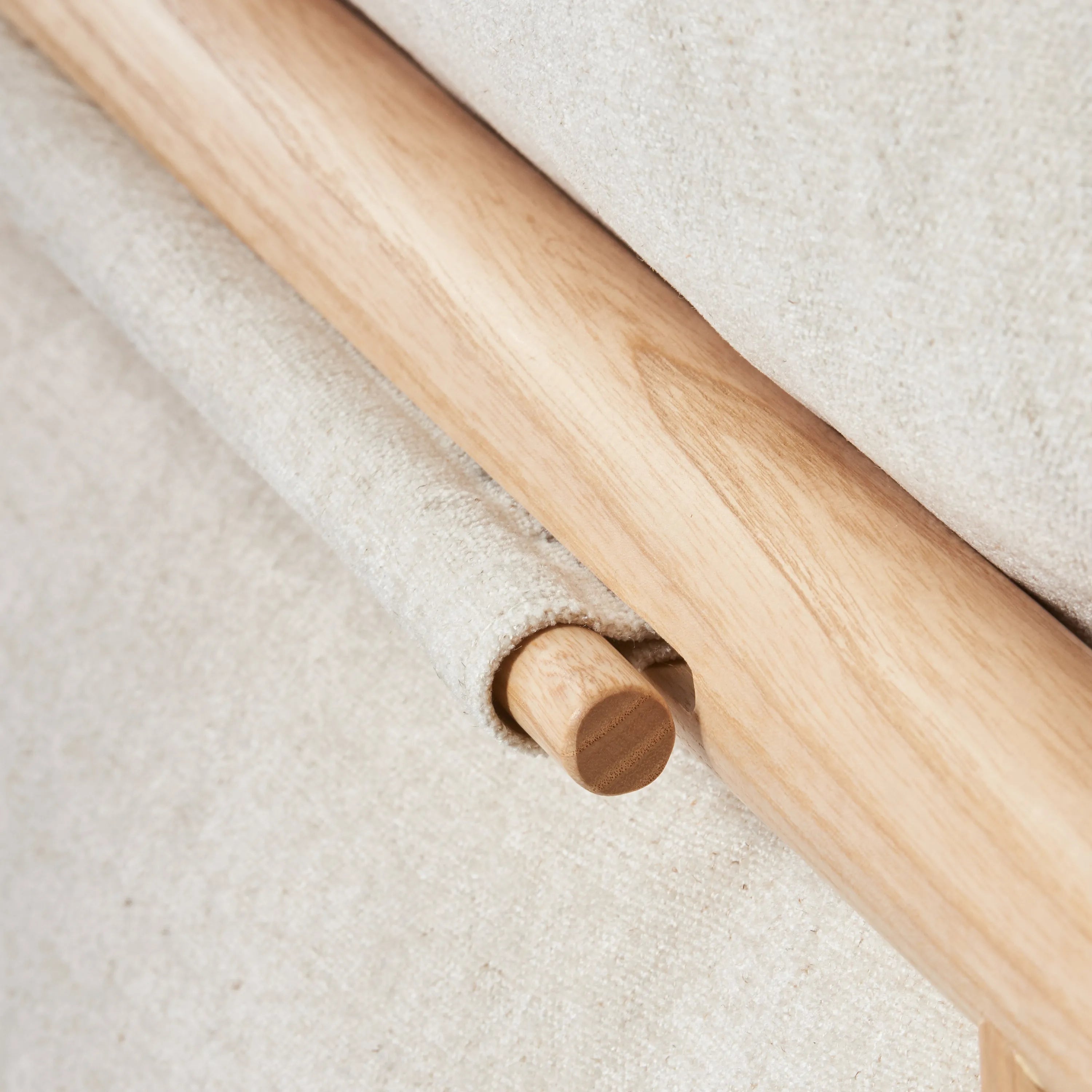 Olivia Armchair Sand Beige Velvet Solid American Oak