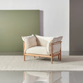 Olivia Armchair Sand Beige Velvet Solid American Oak