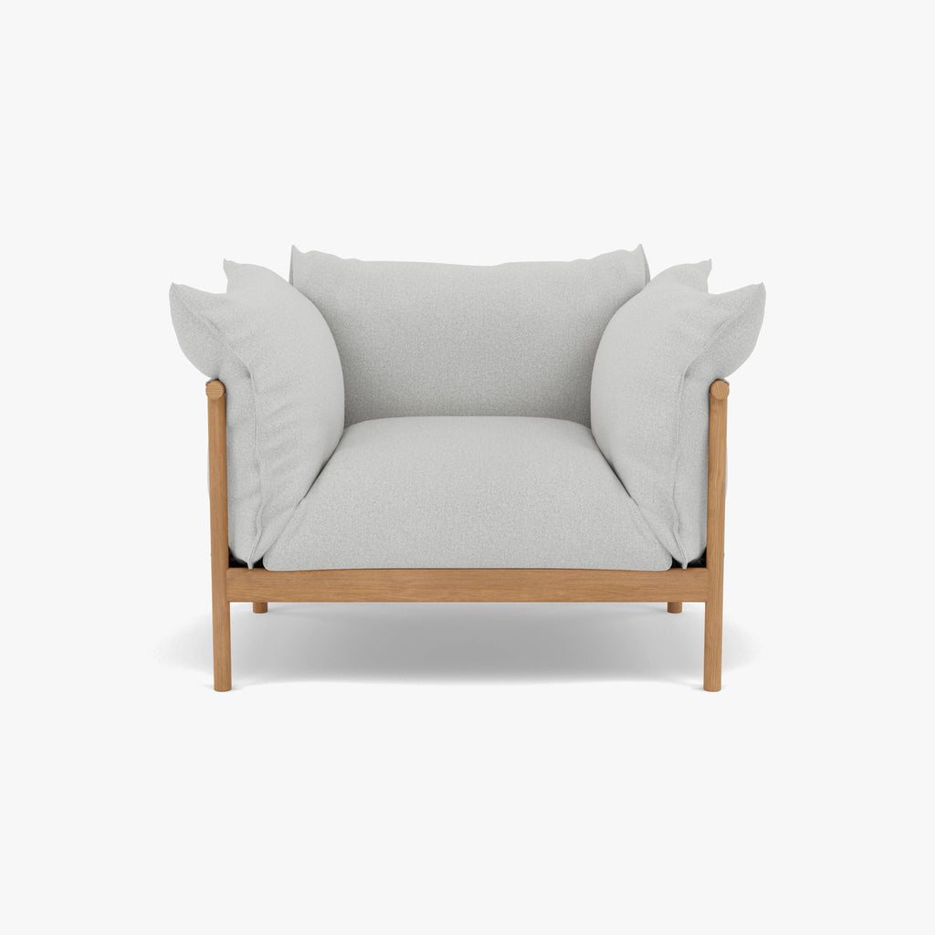 Olivia Armchair Soft Gray Fabric Solid American Oak