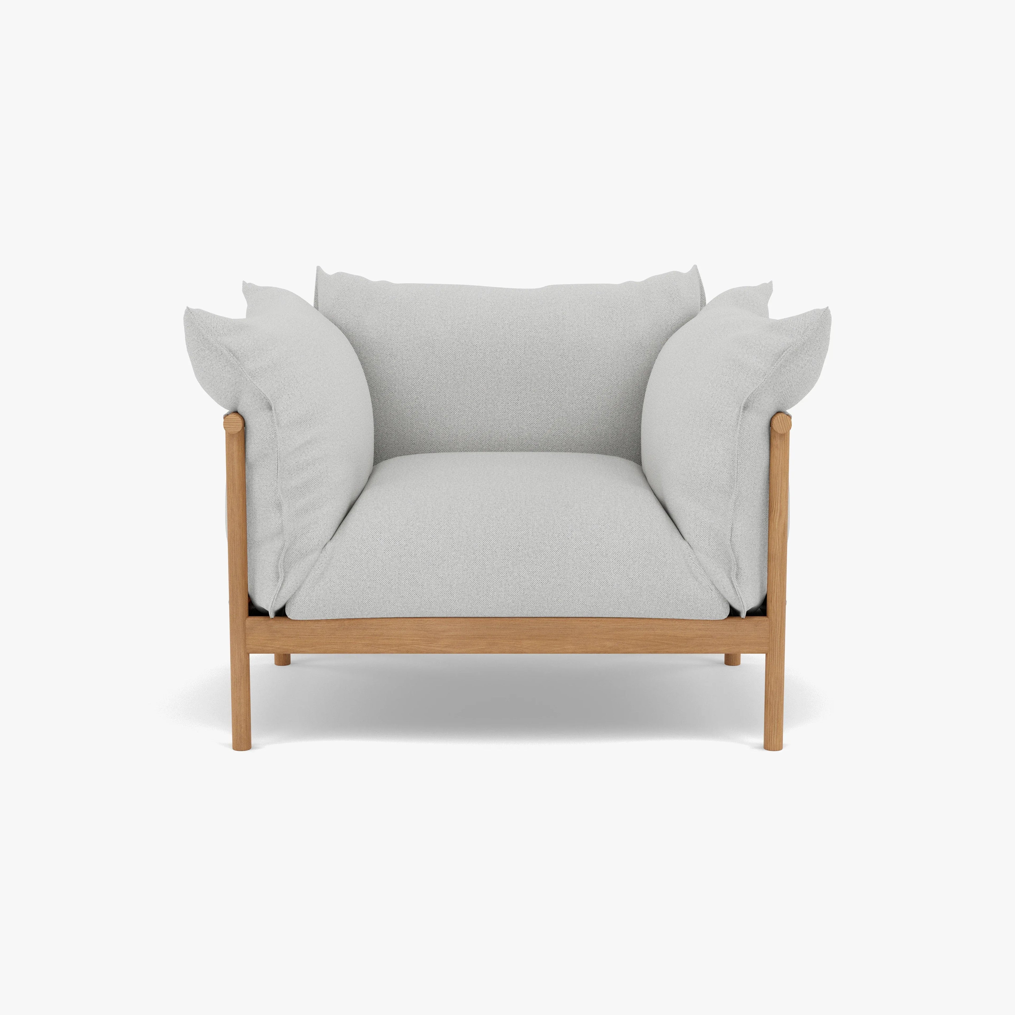 Olivia Armchair Soft Gray Fabric Solid American Oak