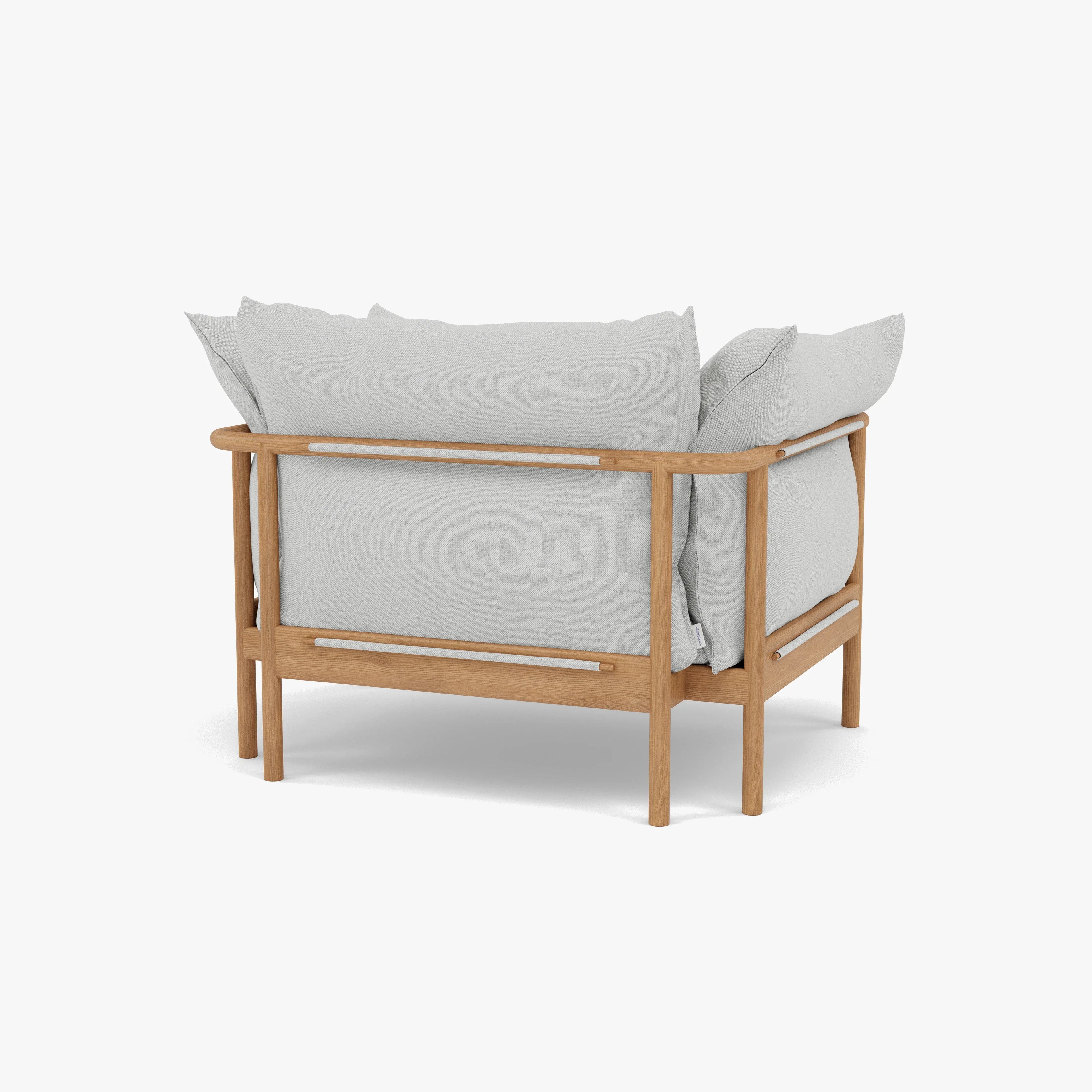 Olivia Armchair Soft Gray Fabric Solid American Oak