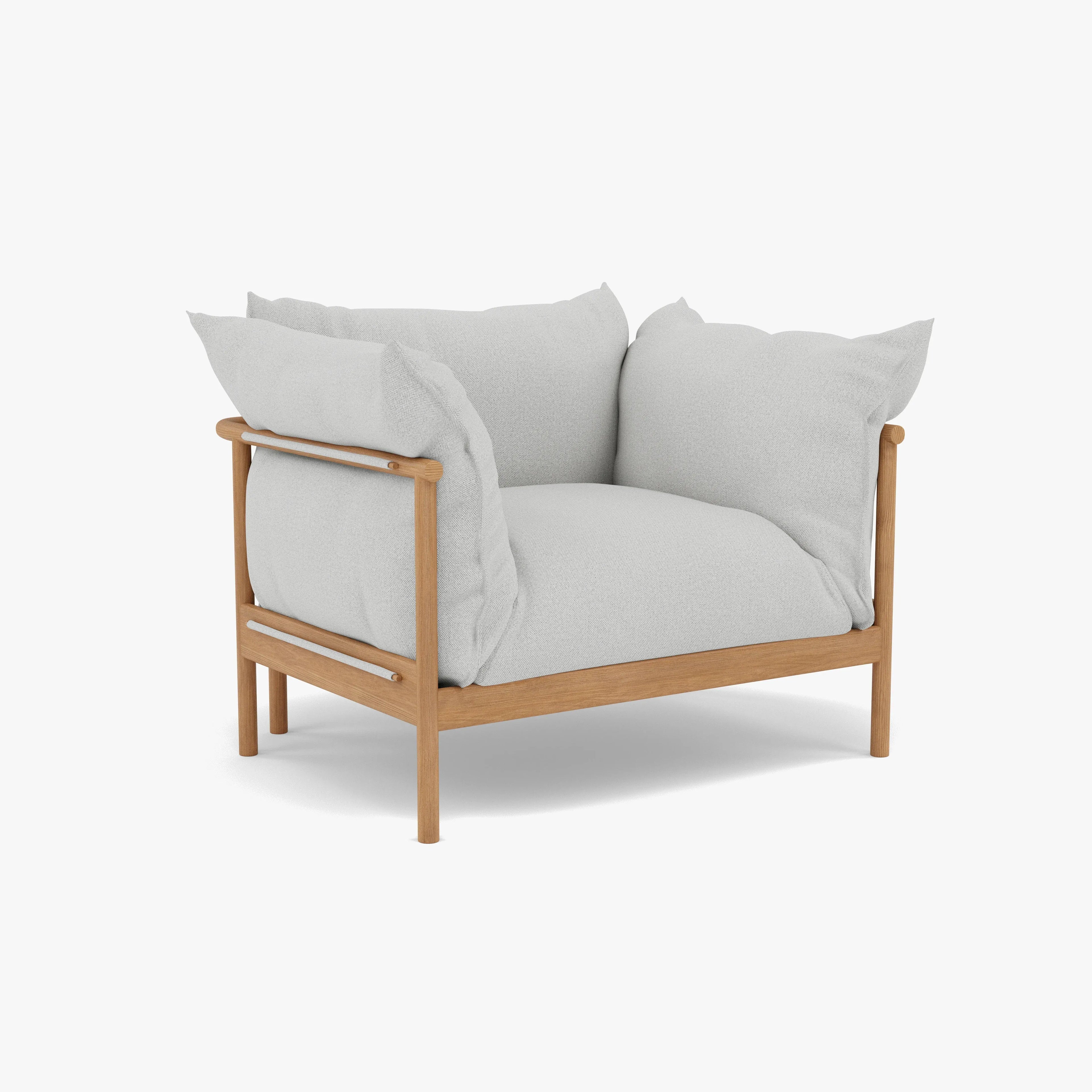 Olivia Armchair Soft Gray Fabric Solid American Oak