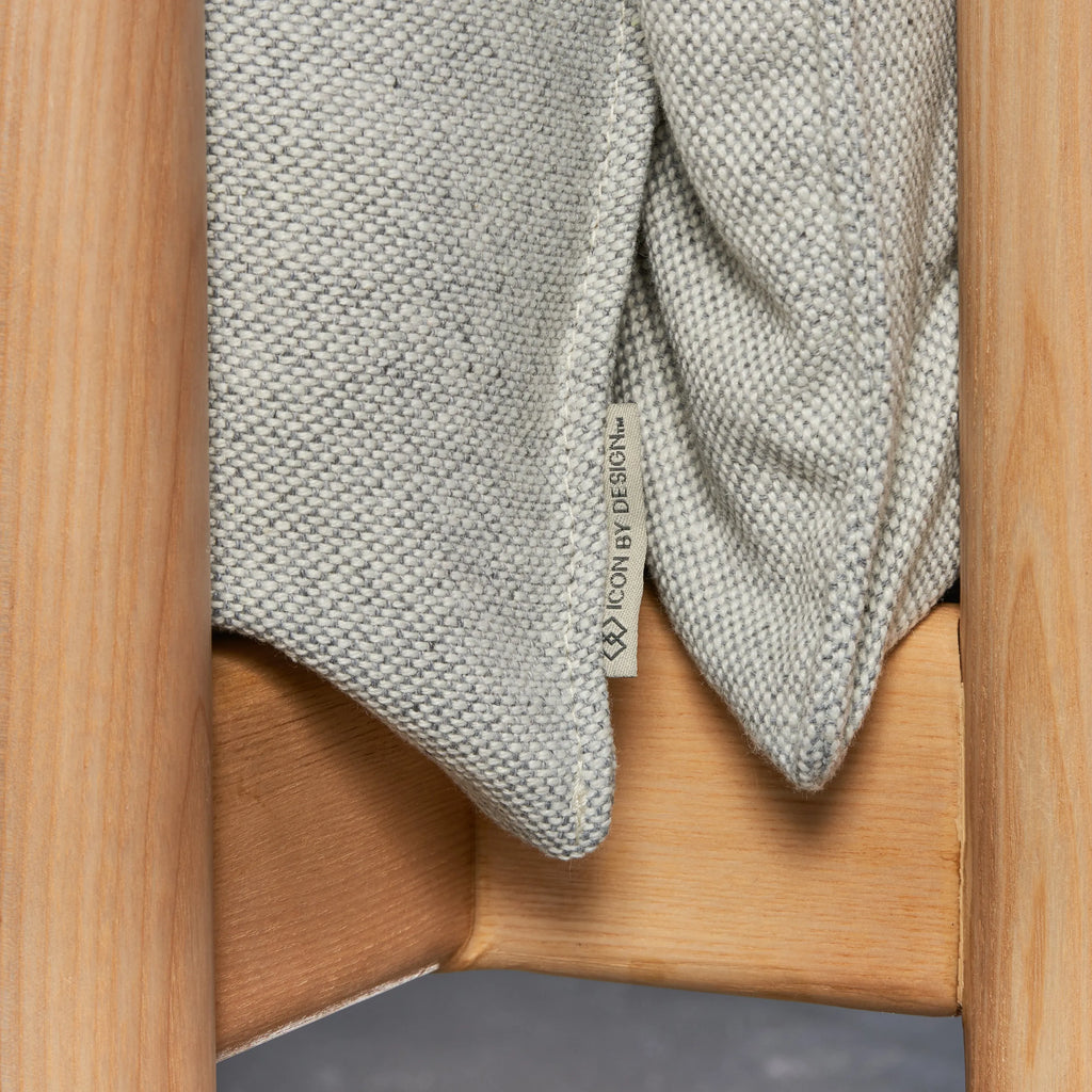 Olivia Armchair Soft Gray Fabric Solid American Oak