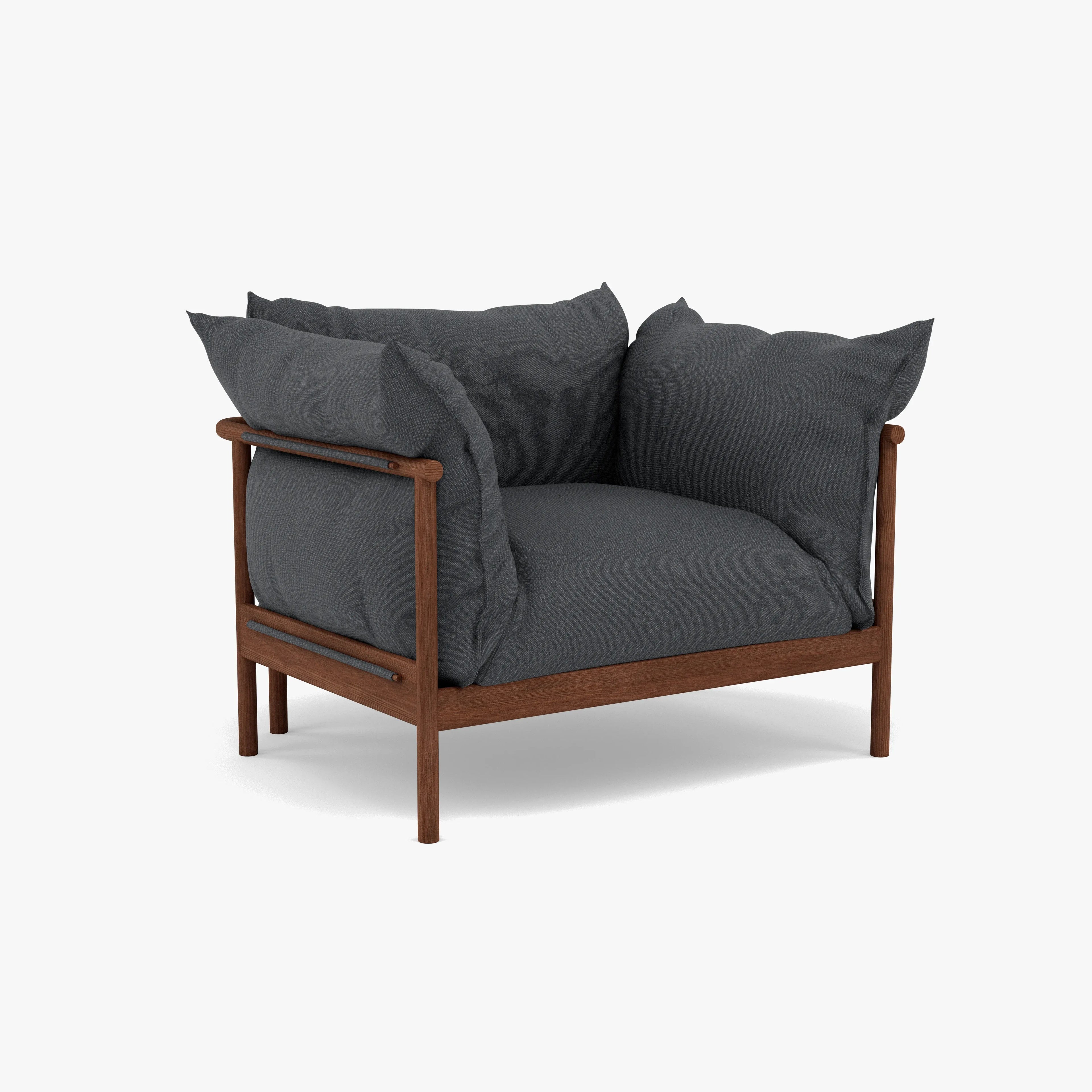 Olivia Armchair Granite Gray Fabric Solid American Walnut