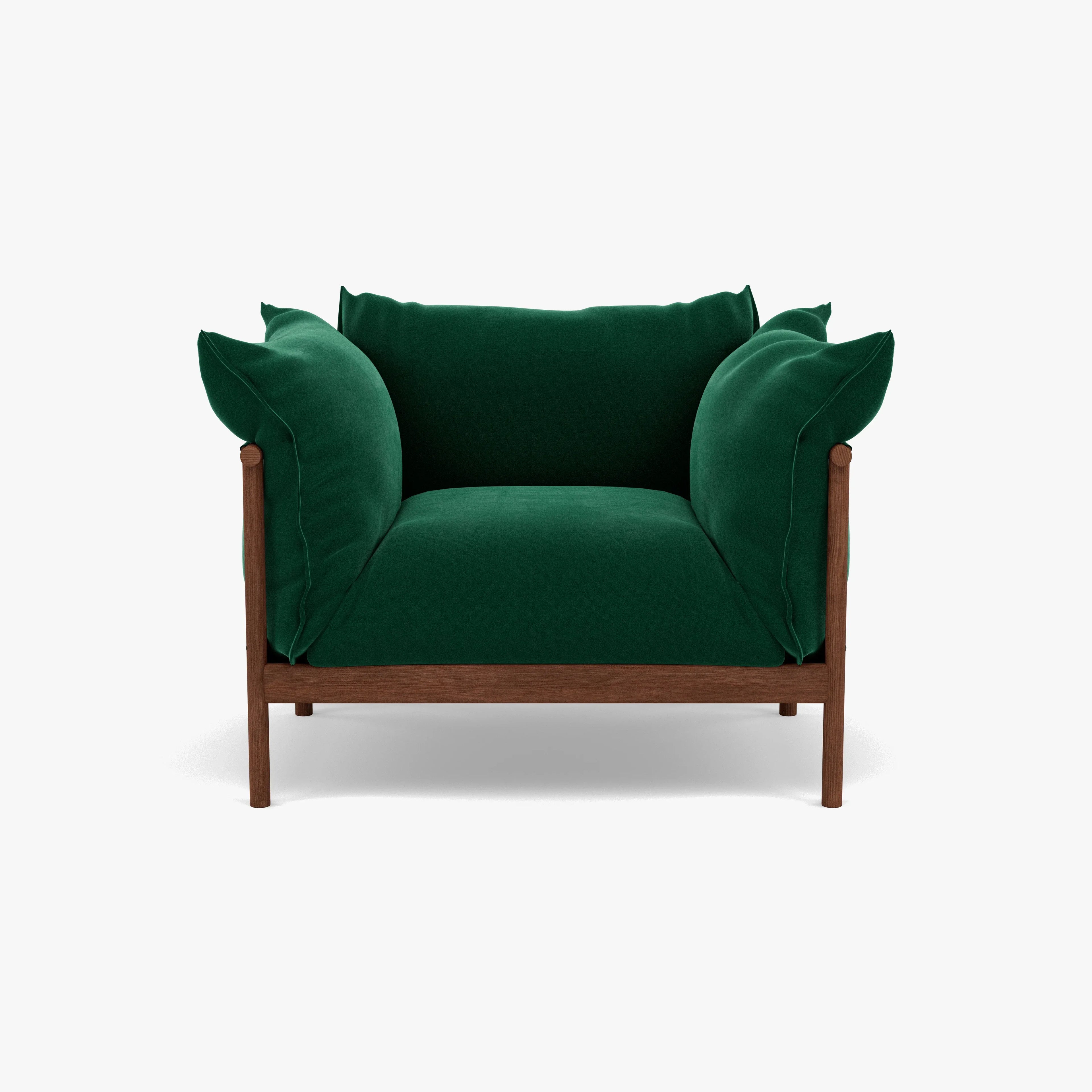Olivia Armchair Racing Green Velvet Solid American Walnut