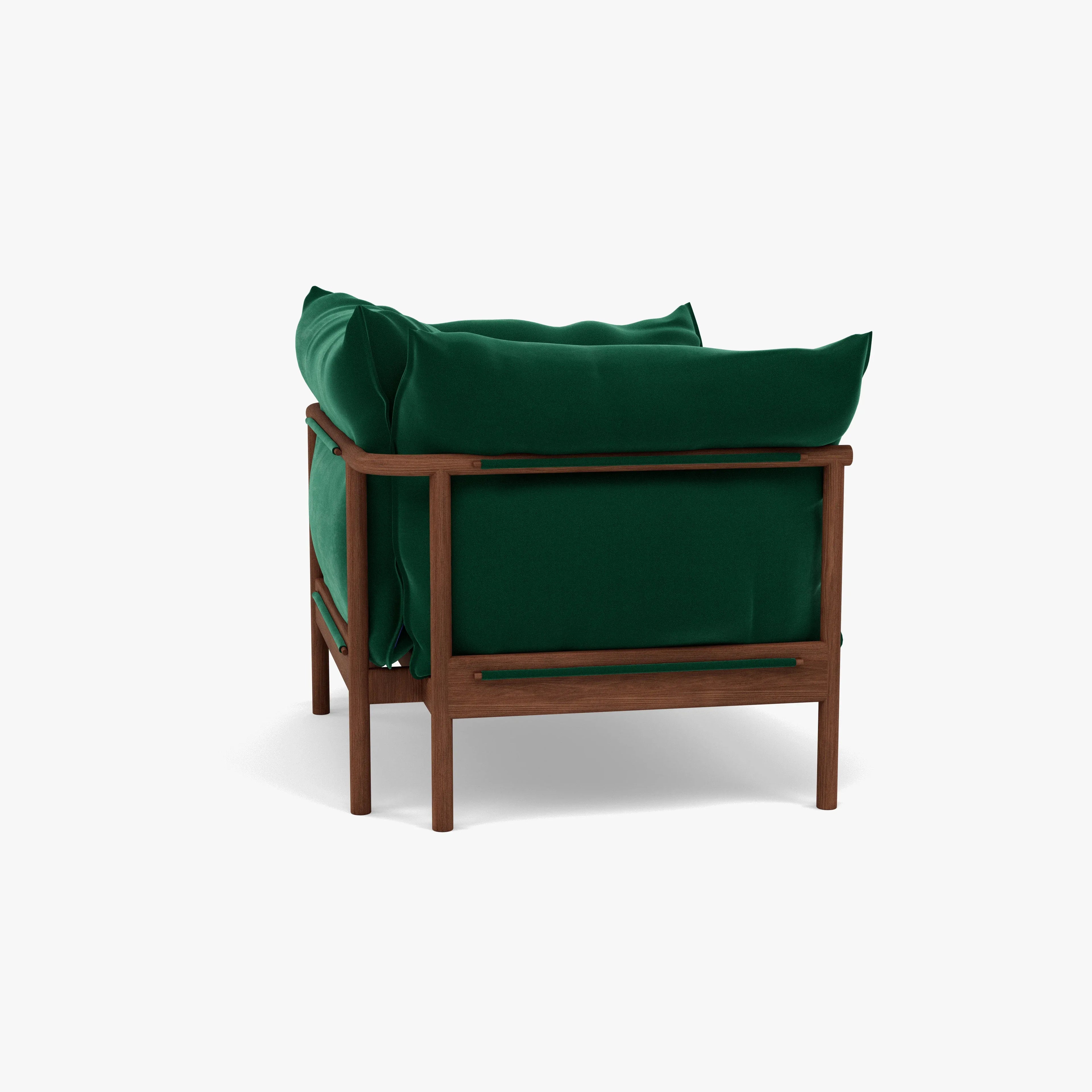 Olivia Armchair Racing Green Velvet Solid American Walnut