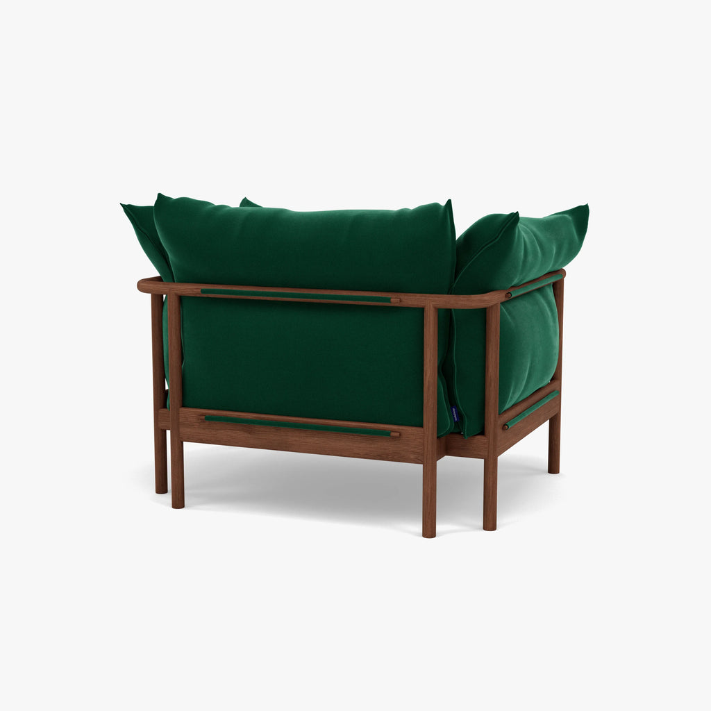 Olivia Armchair Racing Green Velvet Solid American Walnut