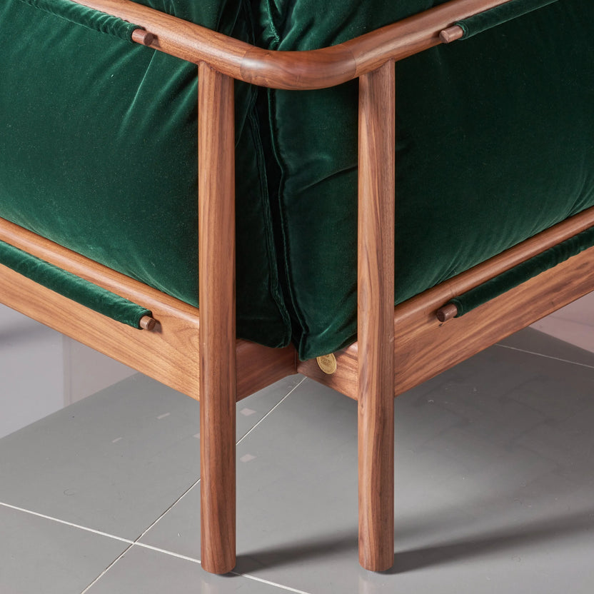 Olivia Armchair Racing Green Velvet Solid American Walnut