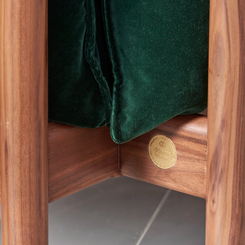 Olivia Armchair Racing Green Velvet Solid American Walnut