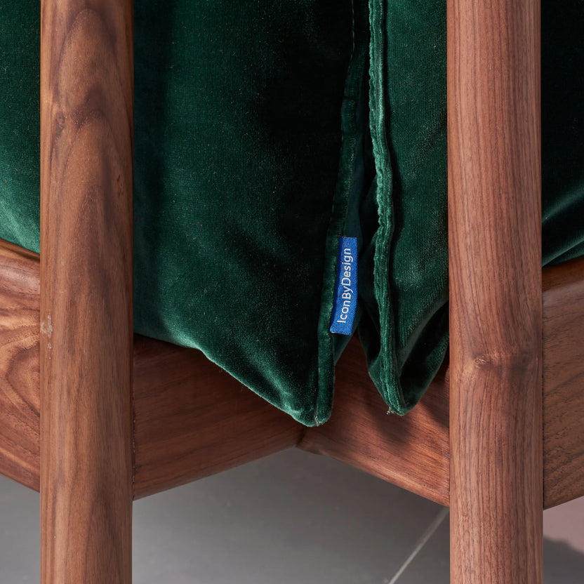Olivia Armchair Racing Green Velvet Solid American Walnut