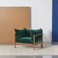 Olivia Armchair Racing Green Velvet Solid American Walnut