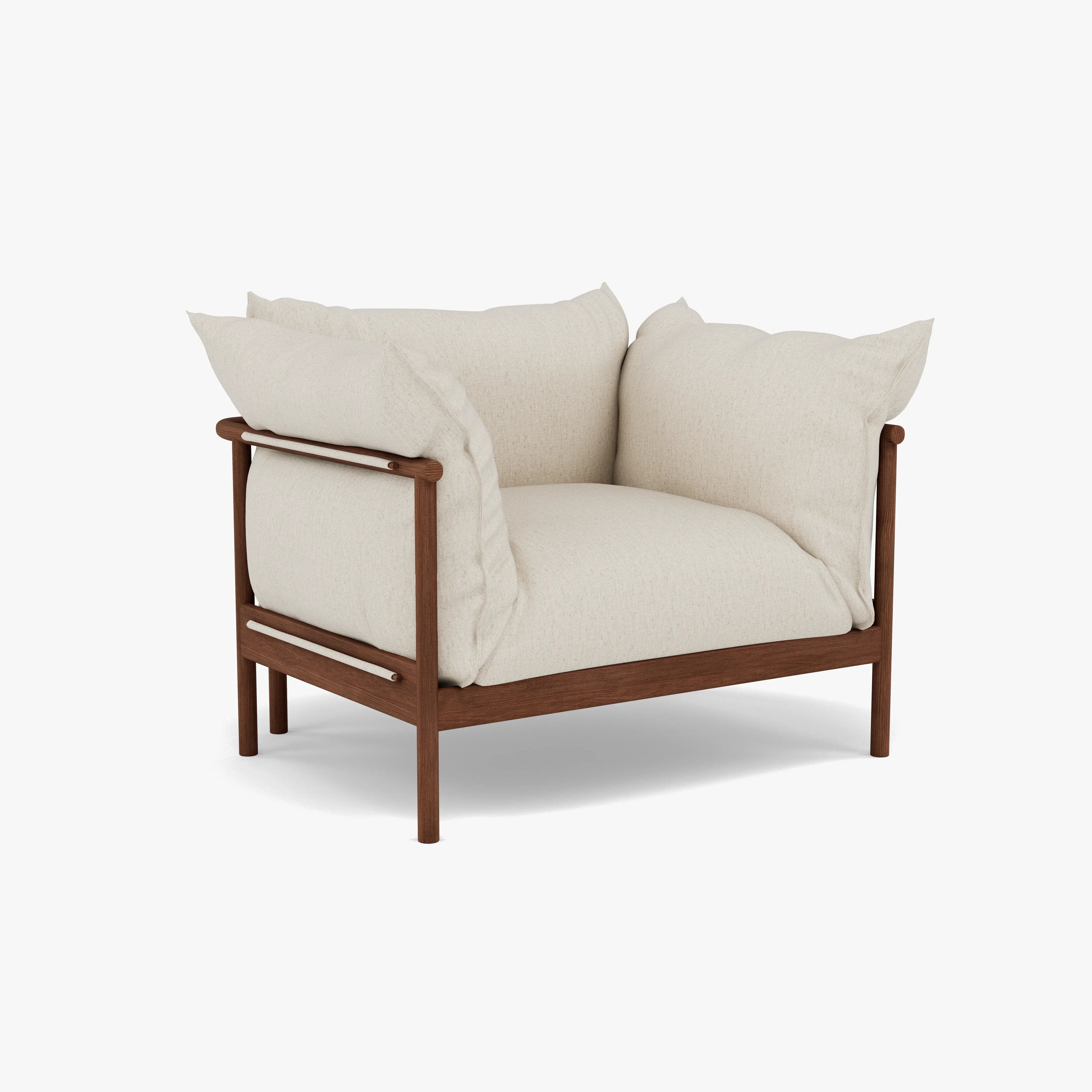Olivia Armchair Sand Beige Velvet Solid American Walnut