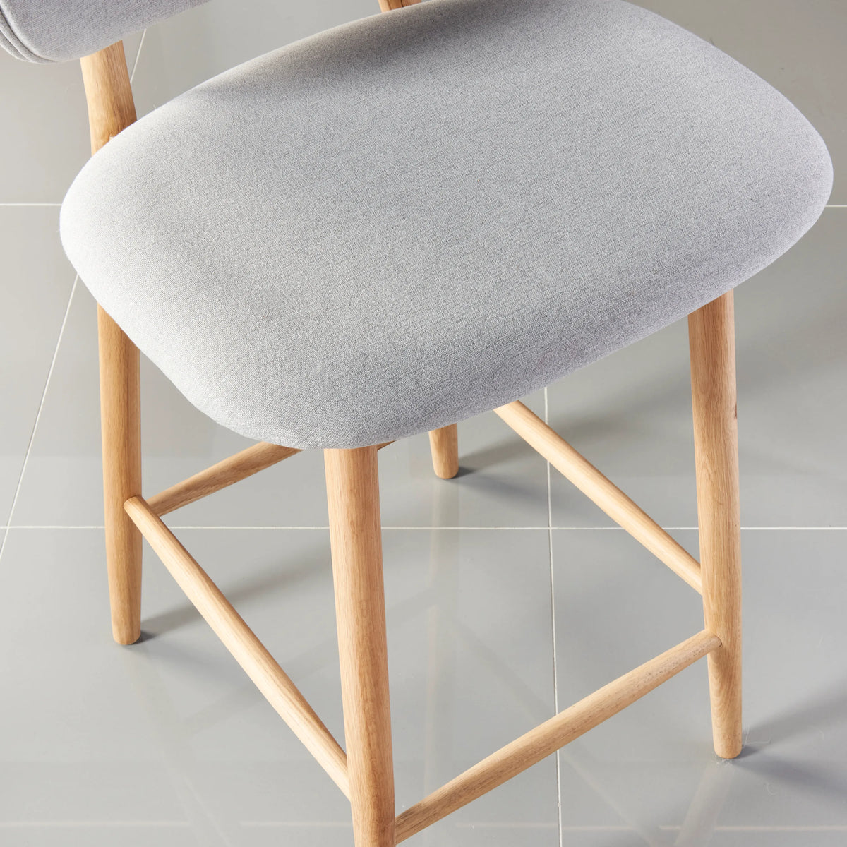 Olivia Counter Stool Dove Gray Fabric Solid American Oak