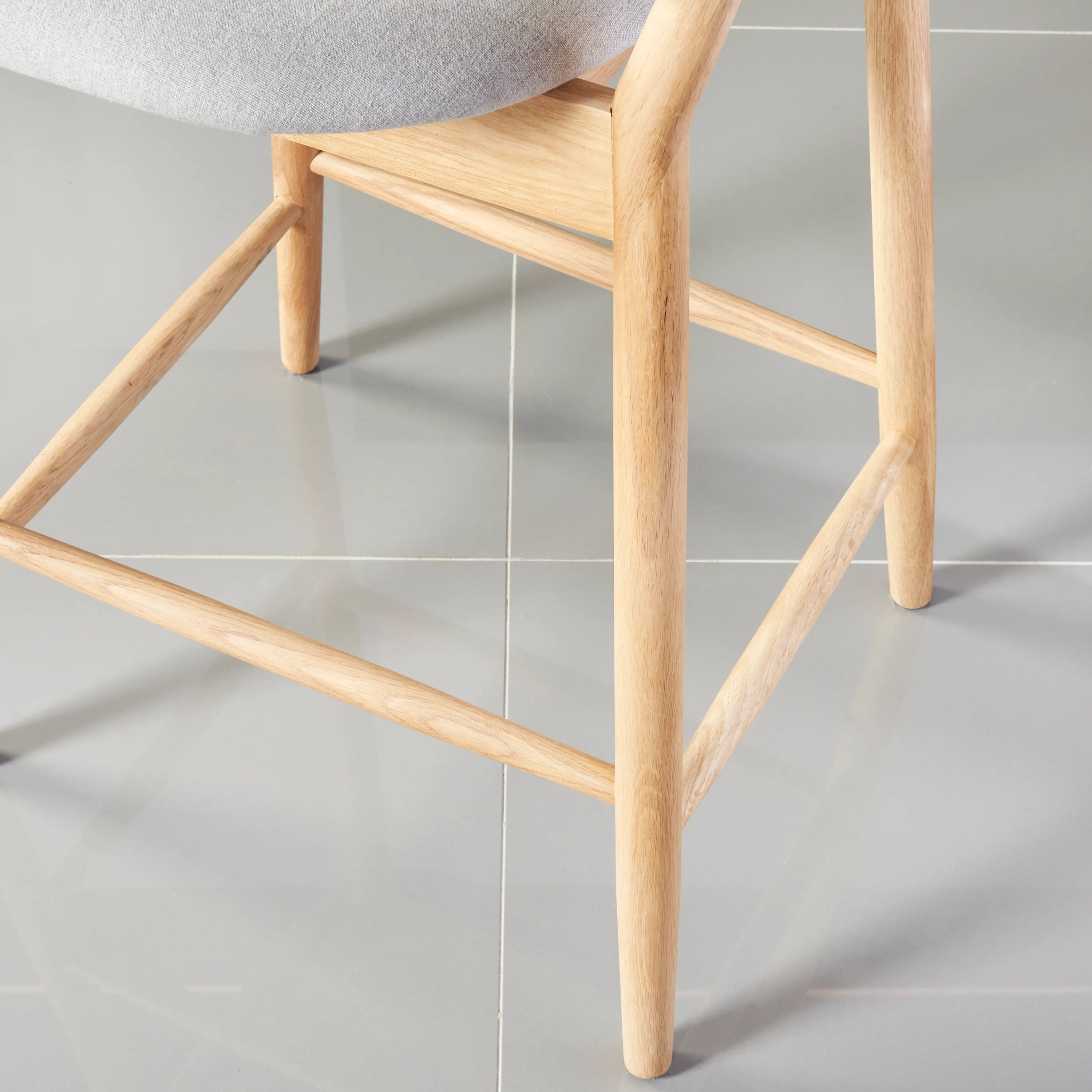Olivia Counter Stool Dove Gray Fabric Solid American Oak