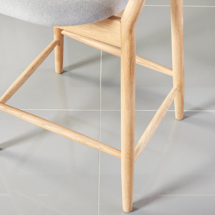 Olivia Counter Stool Dove Gray Fabric Solid American Oak