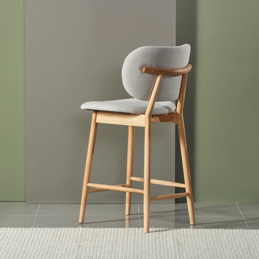 Olivia Counter Stool Dove Gray Fabric Solid American Oak