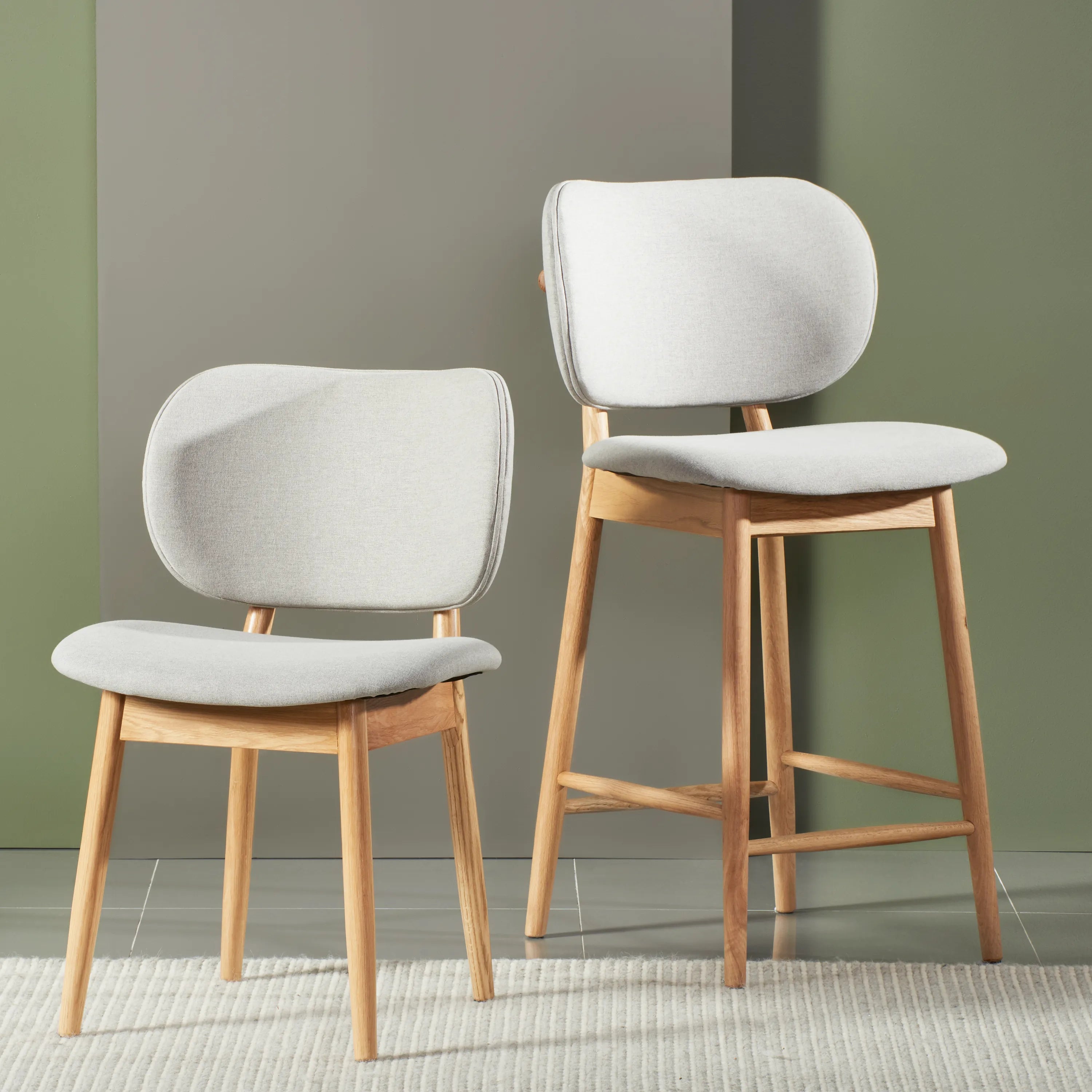 Olivia Counter Stool Dove Gray Fabric Solid American Oak