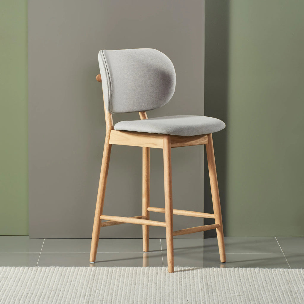 Olivia Counter Stool Dove Gray Fabric Solid American Oak