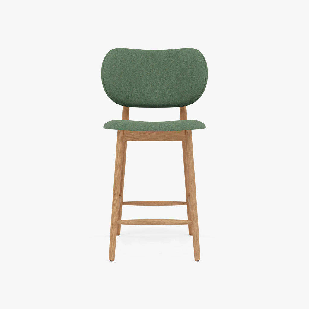 Olivia Counter Stool Forest Green Fabric Solid American Oak