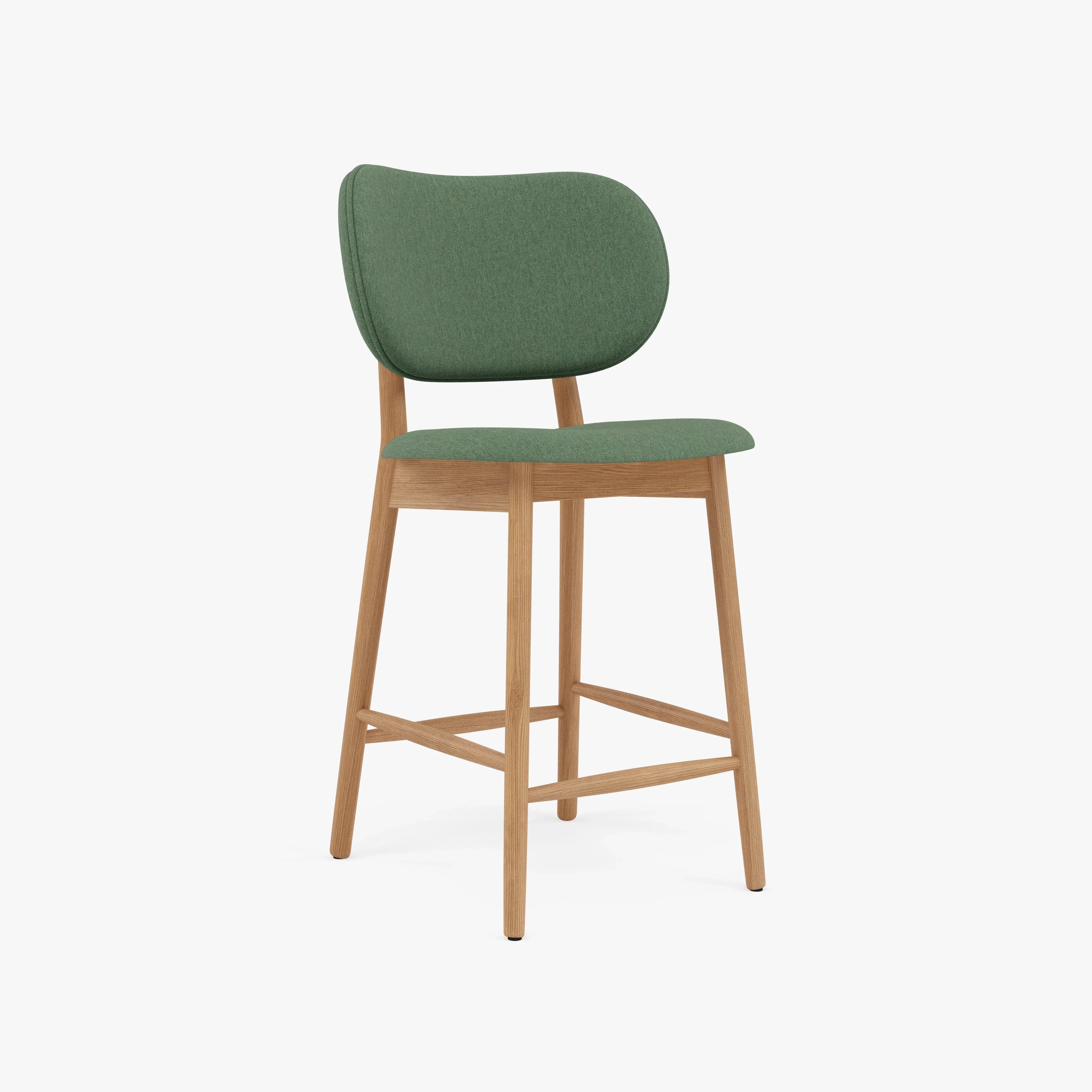 Olivia Counter Stool Forest Green Fabric Solid American Oak