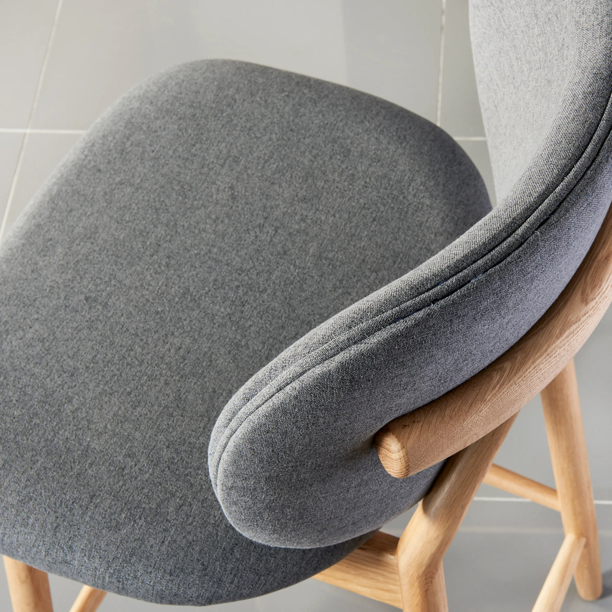 Olivia Counter Stool Graphite Gray Fabric Solid American Oak