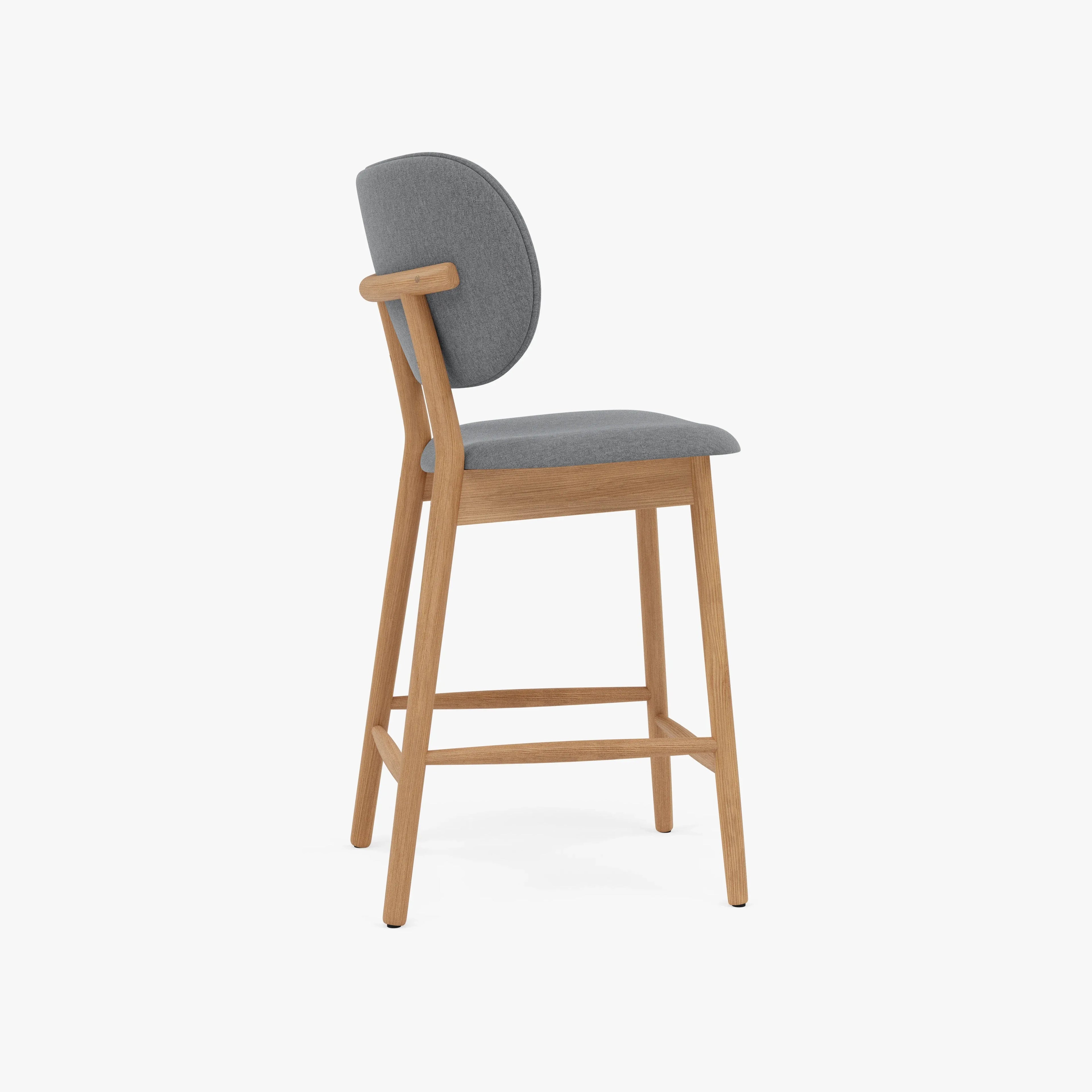 Olivia Counter Stool Graphite Gray Fabric Solid American Oak
