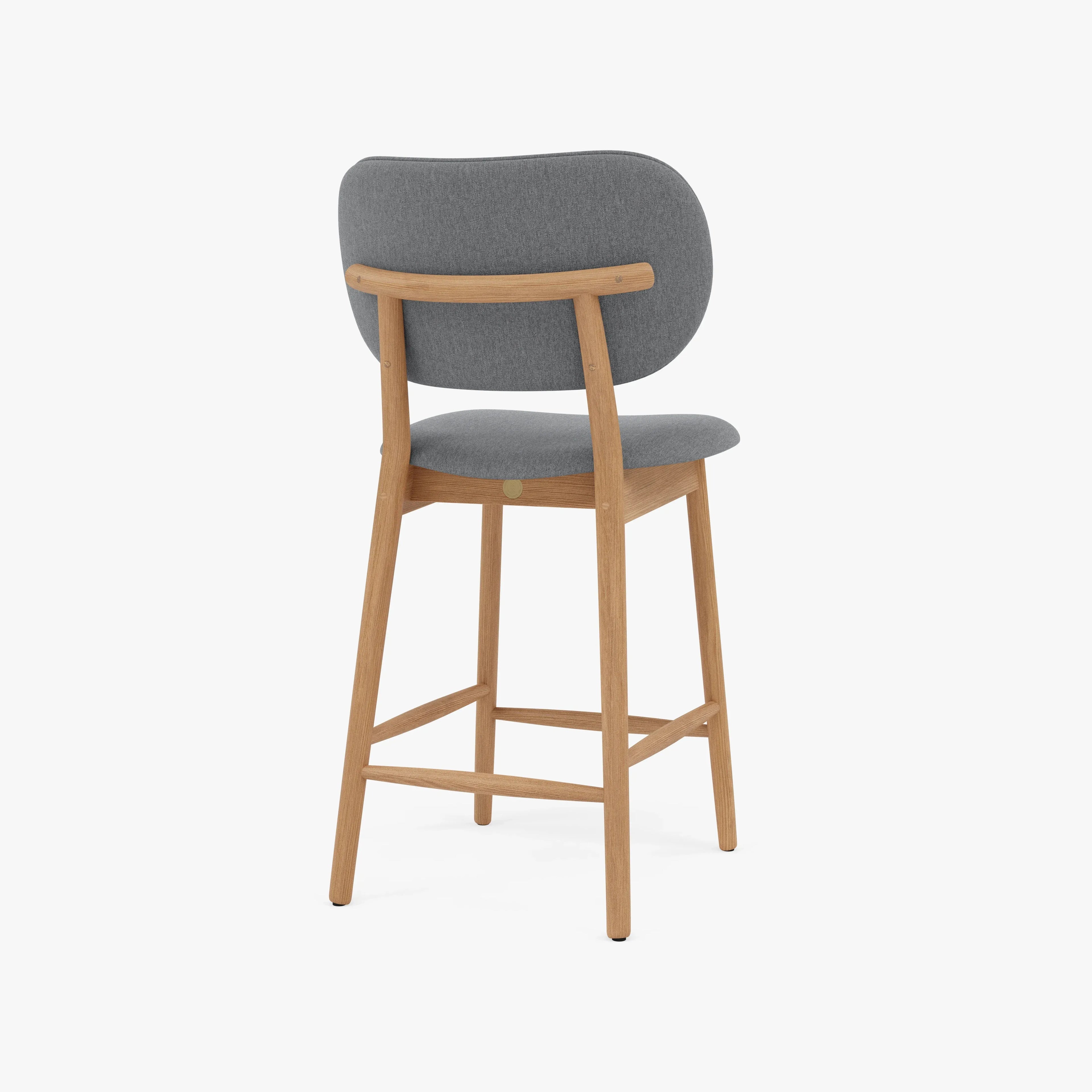 Olivia Counter Stool Graphite Gray Fabric Solid American Oak