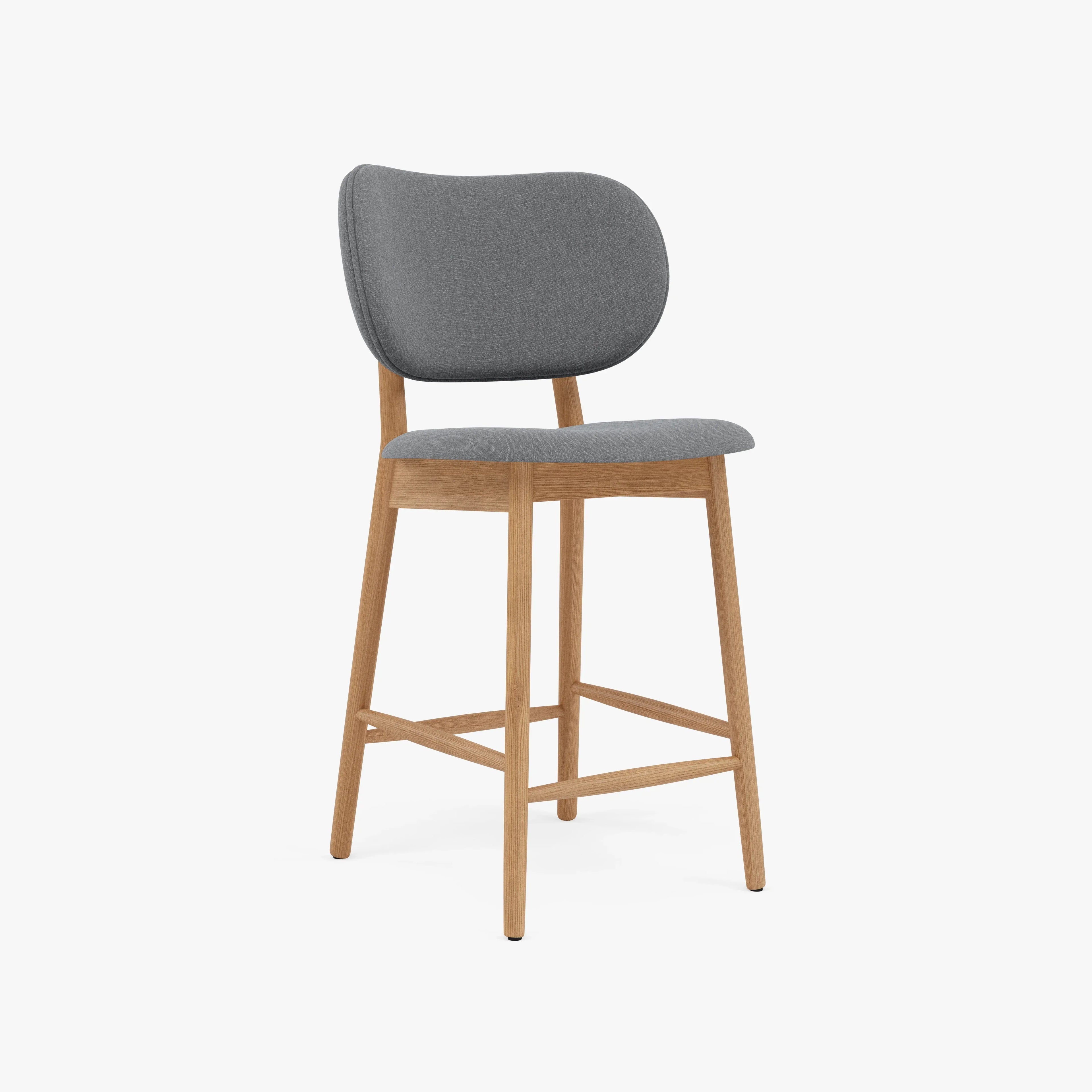 Olivia Counter Stool Graphite Gray Fabric Solid American Oak