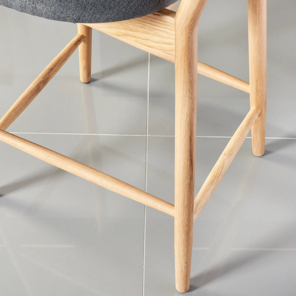 Olivia Counter Stool Graphite Gray Fabric Solid American Oak
