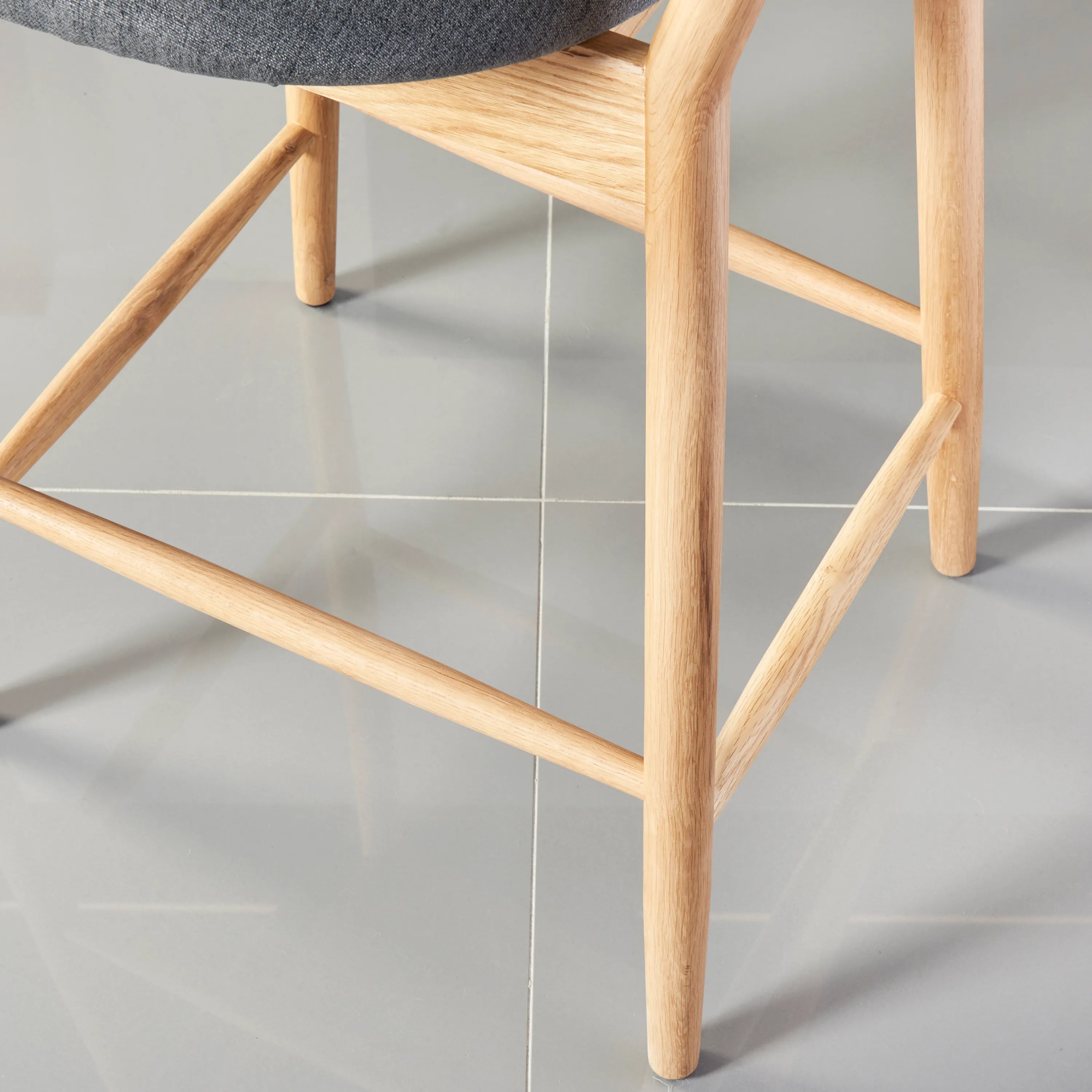 Olivia Counter Stool Graphite Gray Fabric Solid American Oak