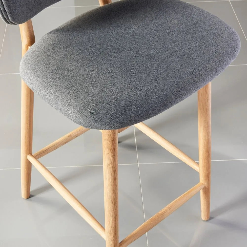 Olivia Counter Stool Graphite Gray Fabric Solid American Oak