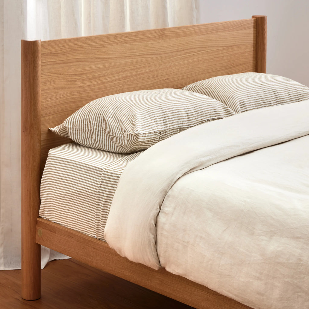 Olivia Bed Frame Column Headboard Solid American Oak
