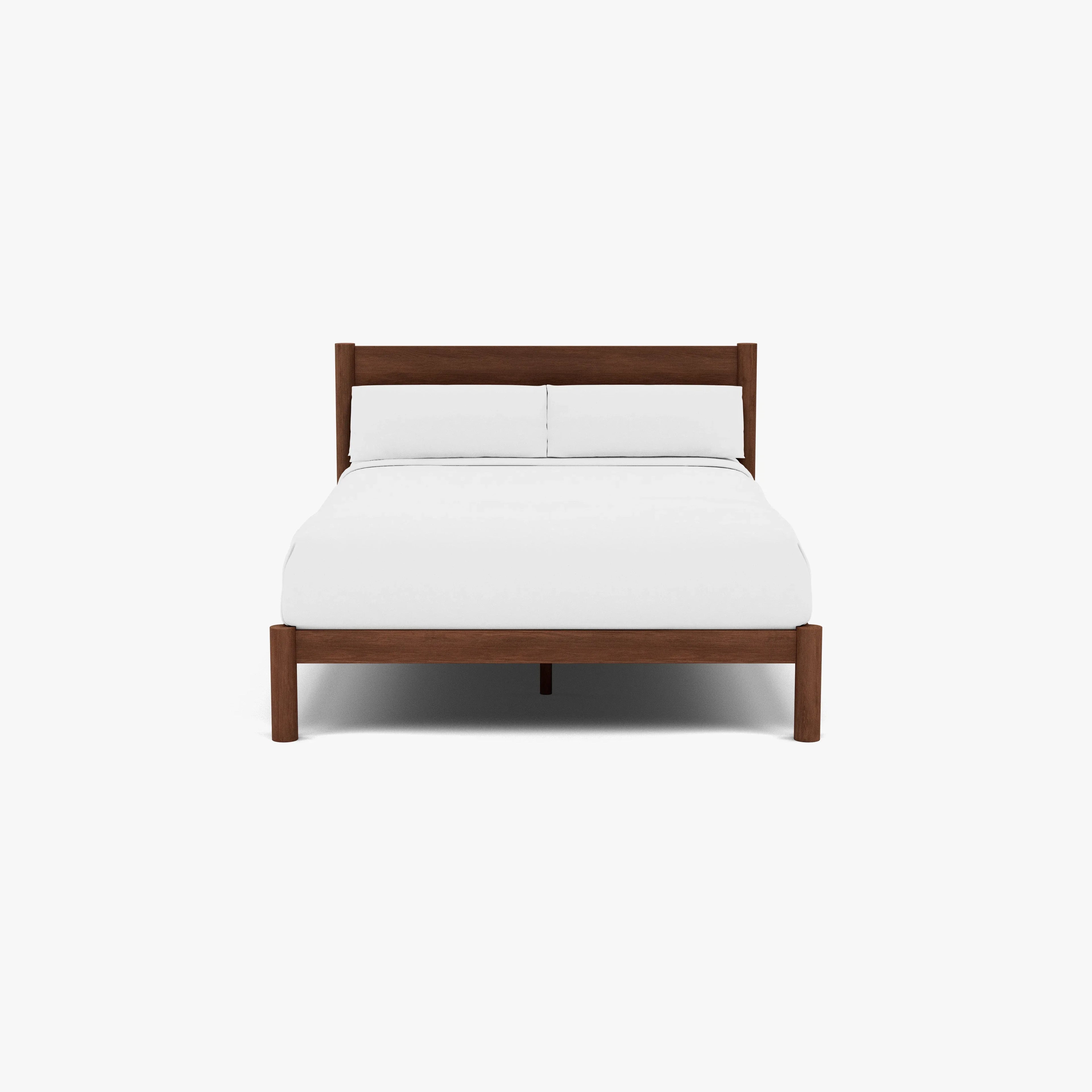Olivia Bed Frame Column Headboard Queen Solid American Walnut