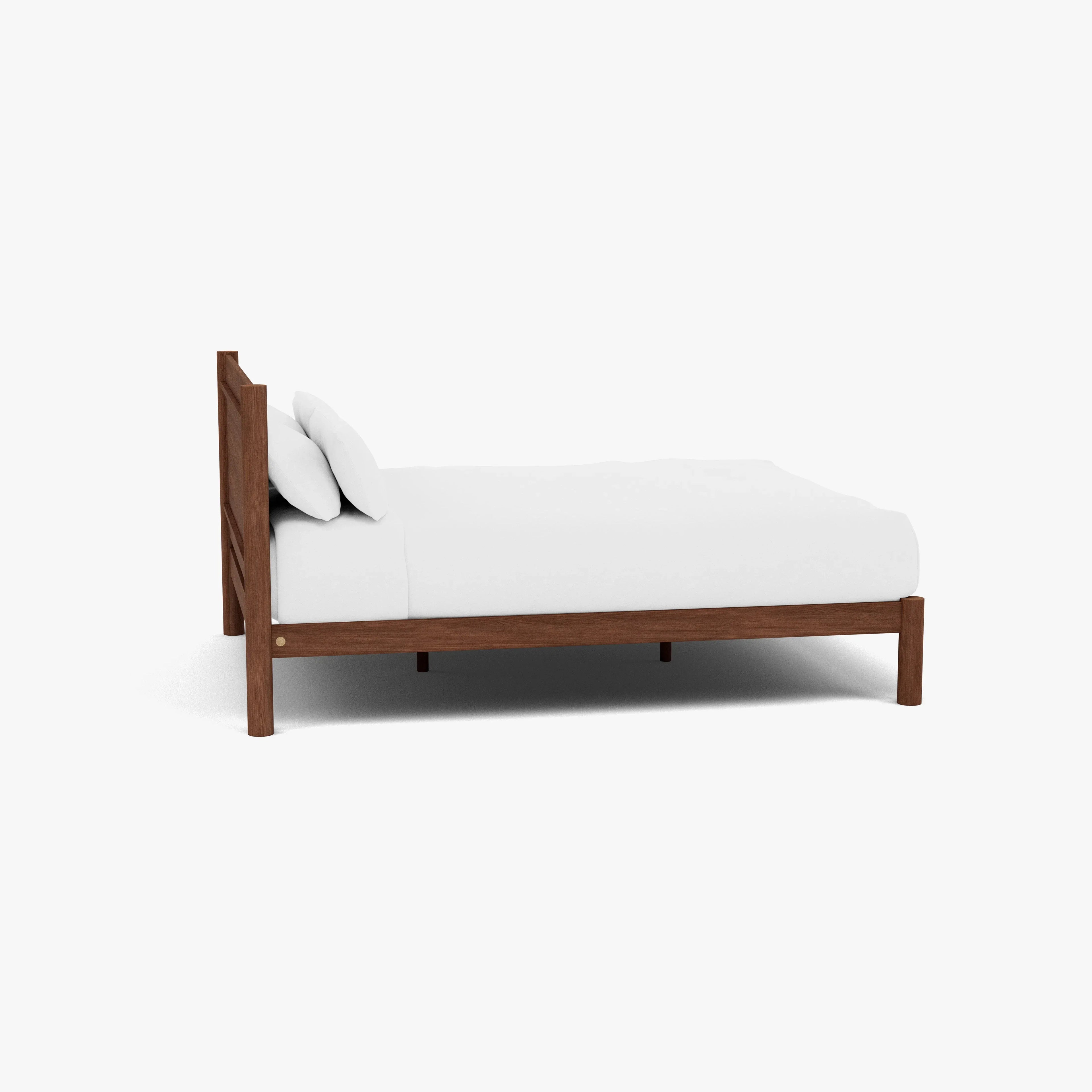 Olivia Bed Frame Column Headboard Queen Solid American Walnut