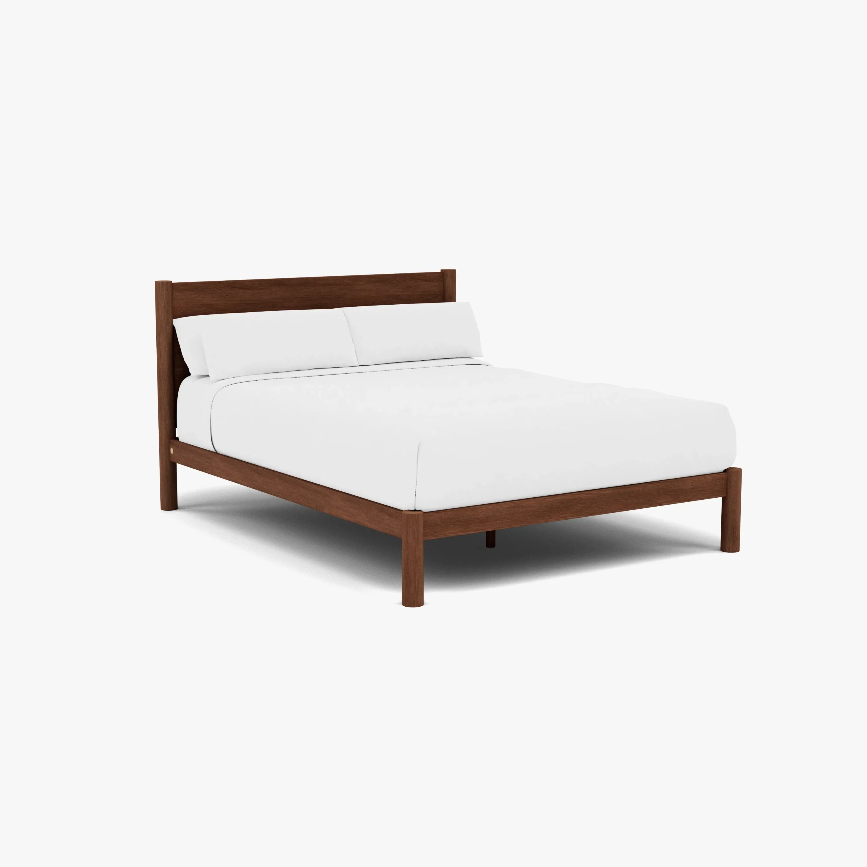 Olivia Bed Frame Column Headboard Queen Solid American Walnut