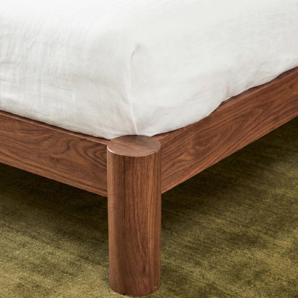 Olivia Bed Frame Column Headboard Solid American Walnut