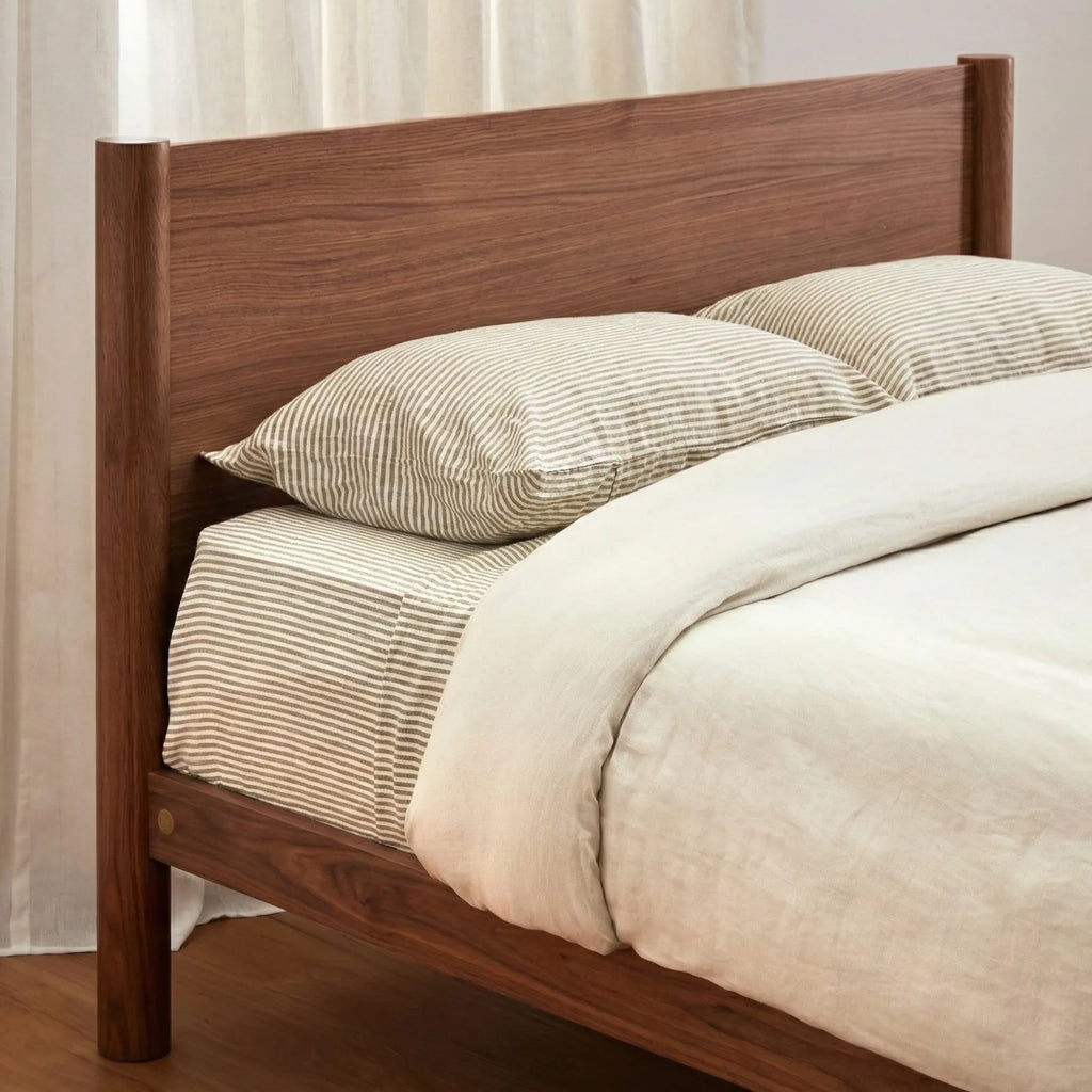 Olivia Bed Frame Column Headboard Solid American Walnut