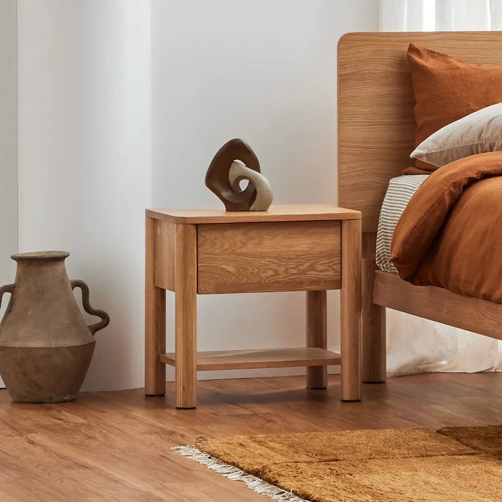 Olivia Nightstand 1 Drawer 22" x 16" Solid American Oak