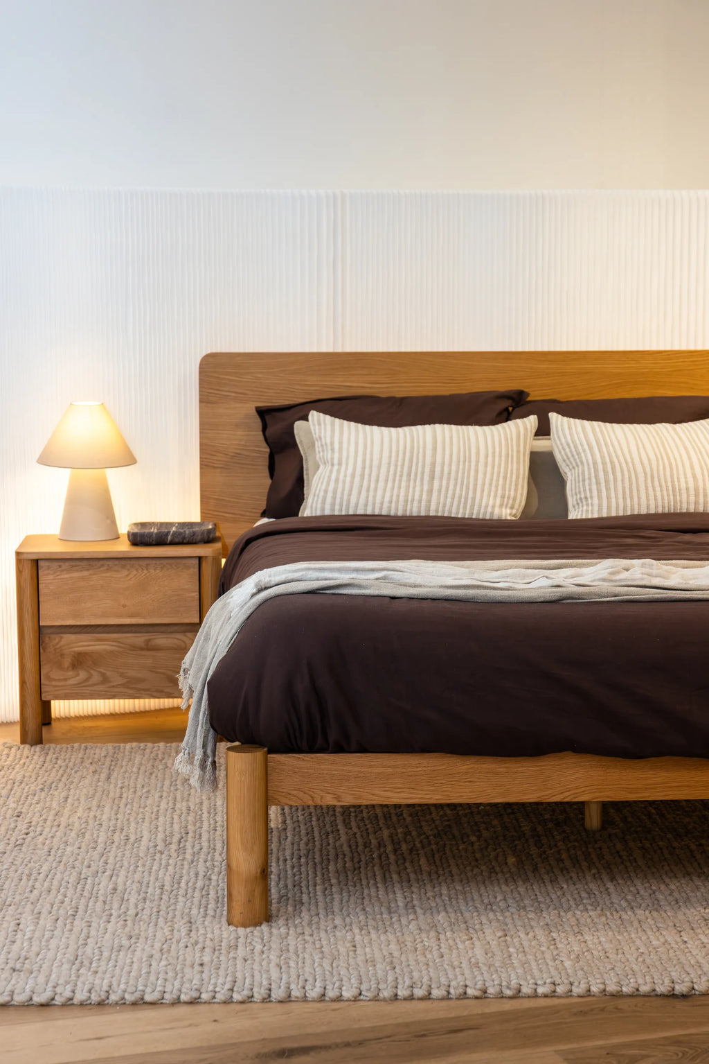 Olivia Nightstand 2 Drawers 22" x 16" Solid American Oak