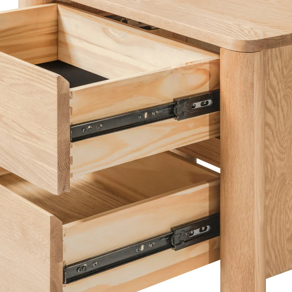 Olivia Nightstand 2 Drawers 22" x 16" Solid American Oak