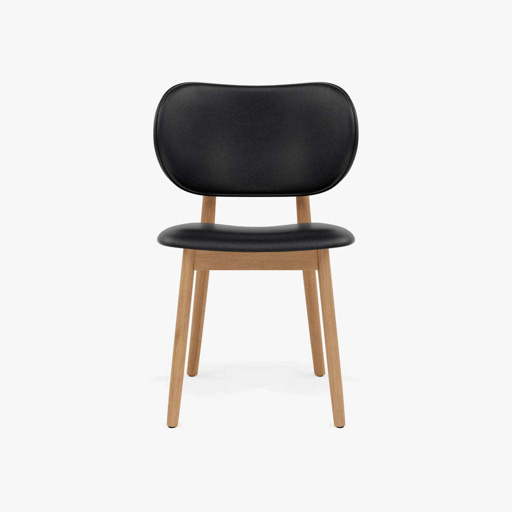 Olivia Dining Chair Black Leather Solid American Oak