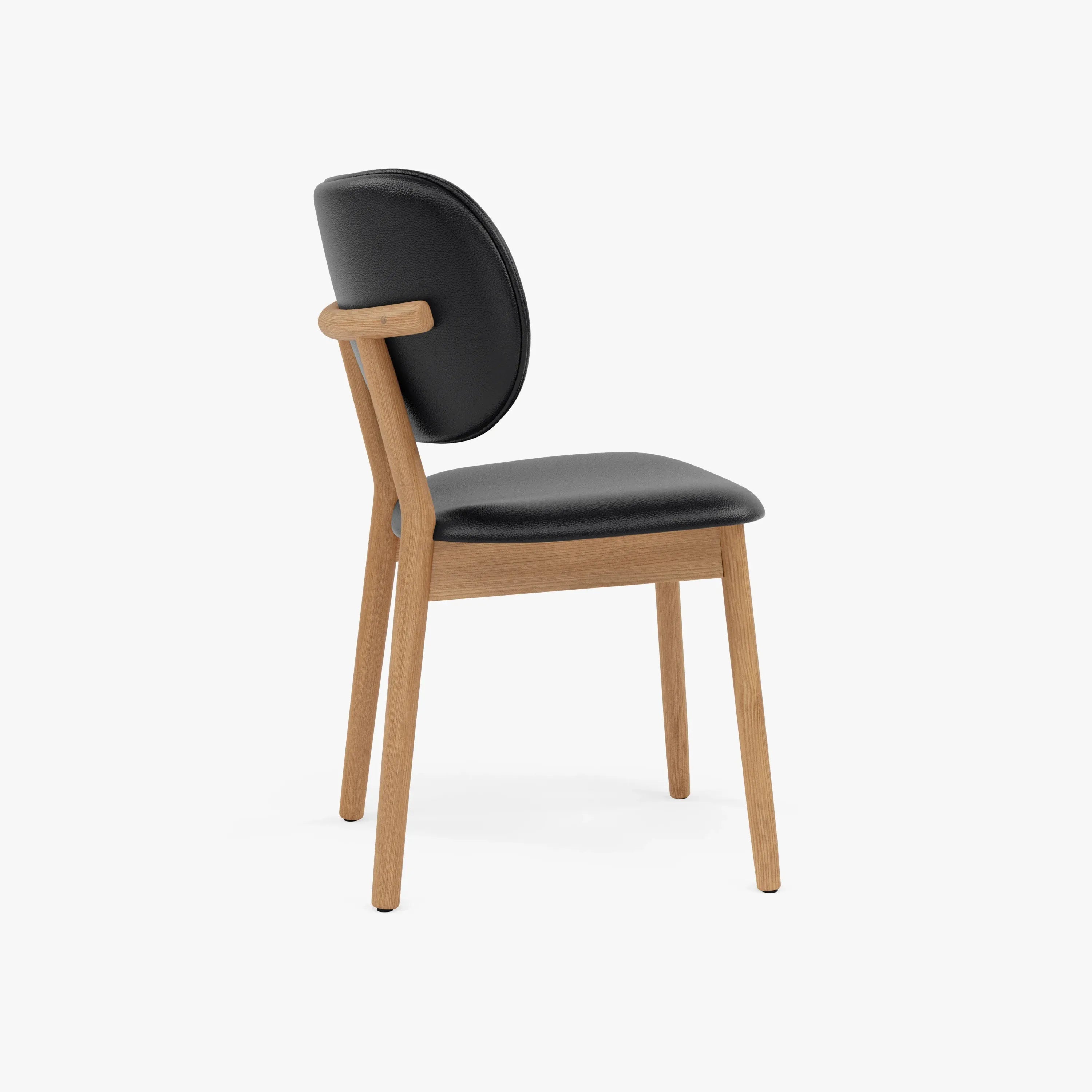 Olivia Dining Chair Black Leather Solid American Oak