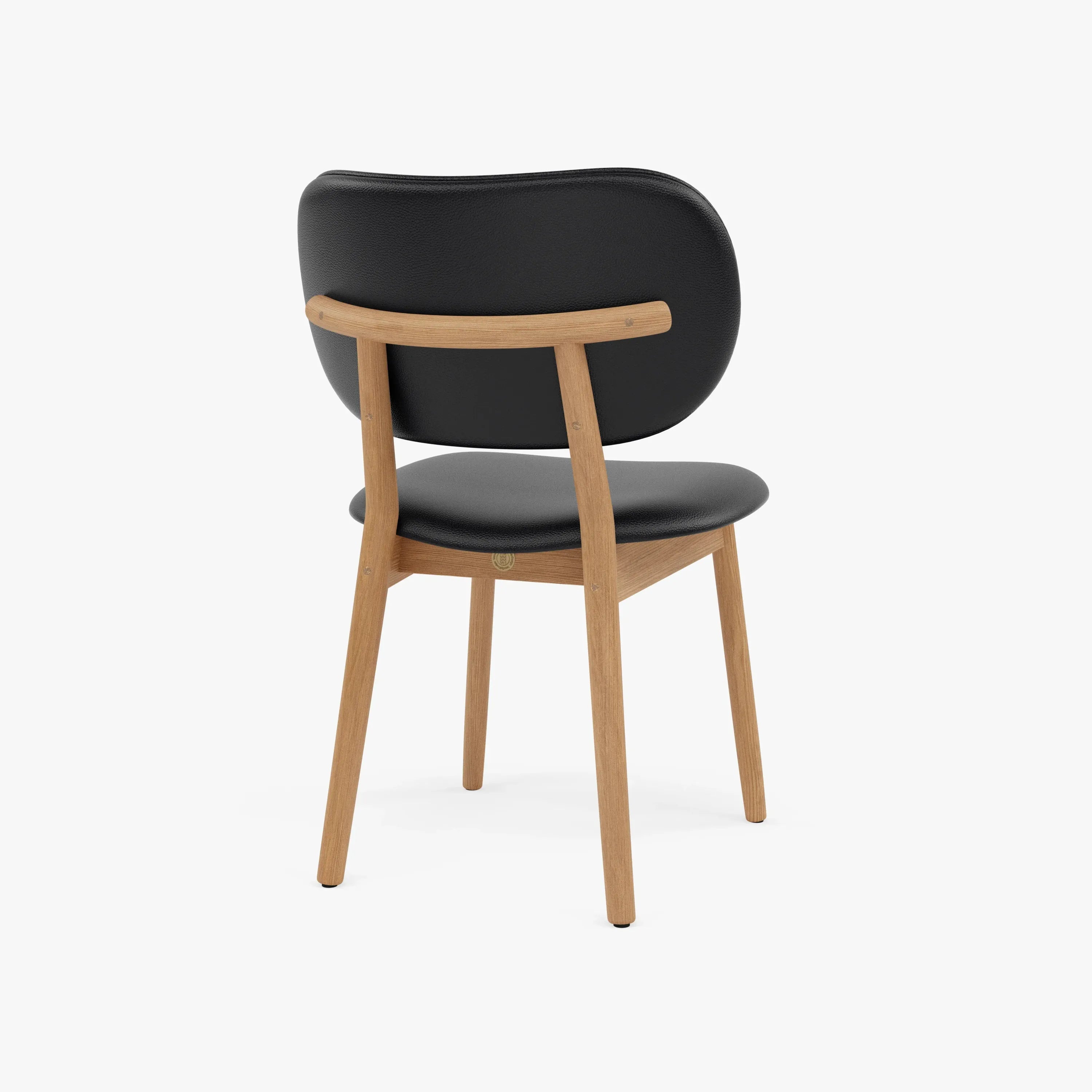 Olivia Dining Chair Black Leather Solid American Oak