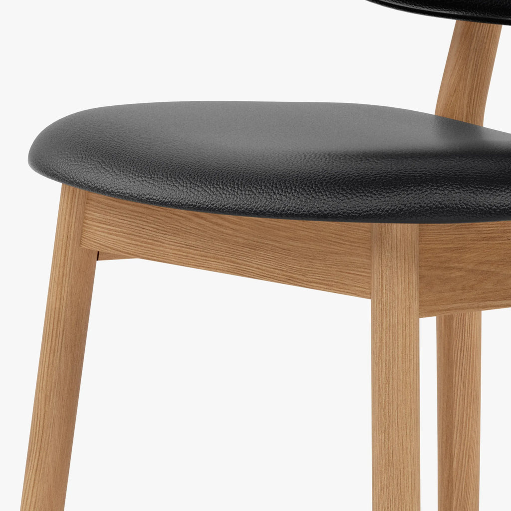 Olivia Dining Chair Black Leather Solid American Oak