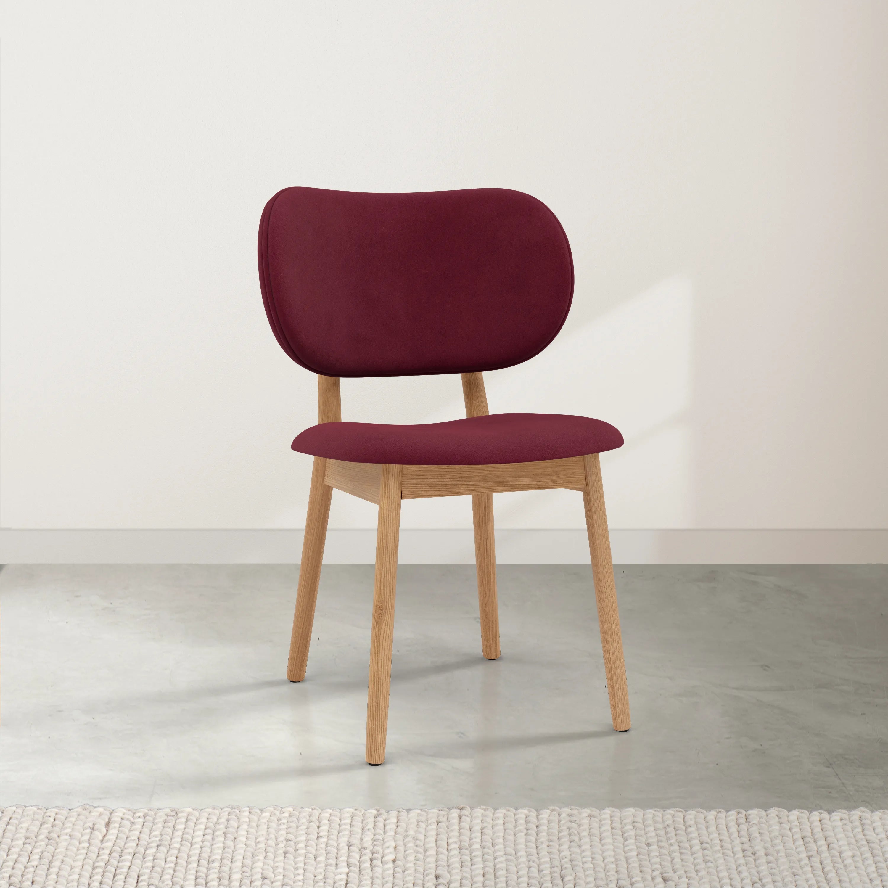 Olivia Dining Chair Claret Velvet Solid American Oak