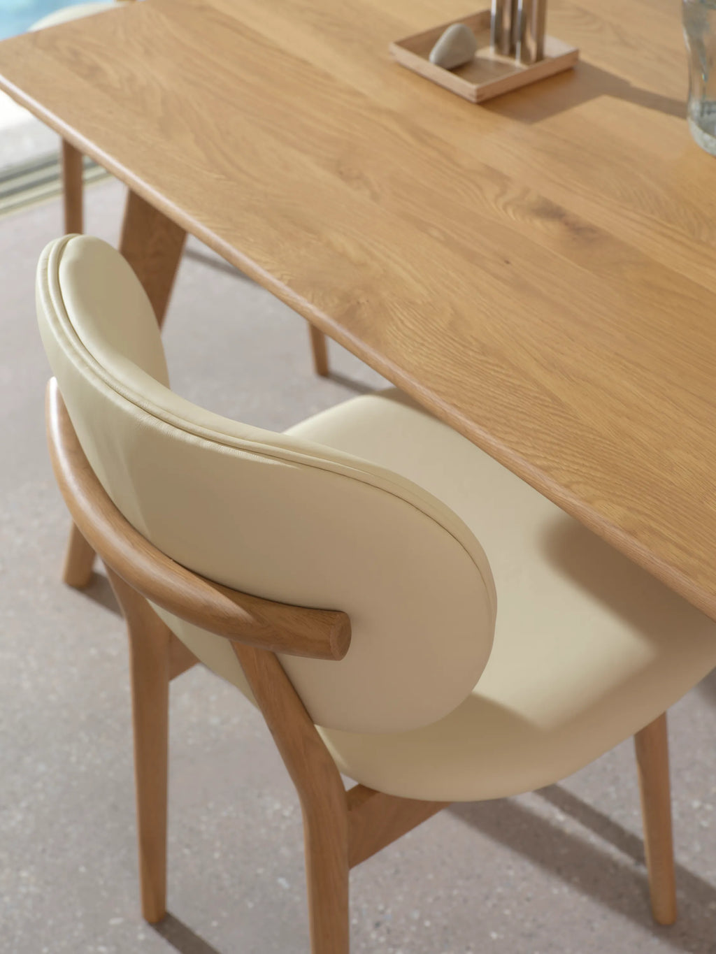Olivia Dining Chair Cream Leather Solid American Oak
