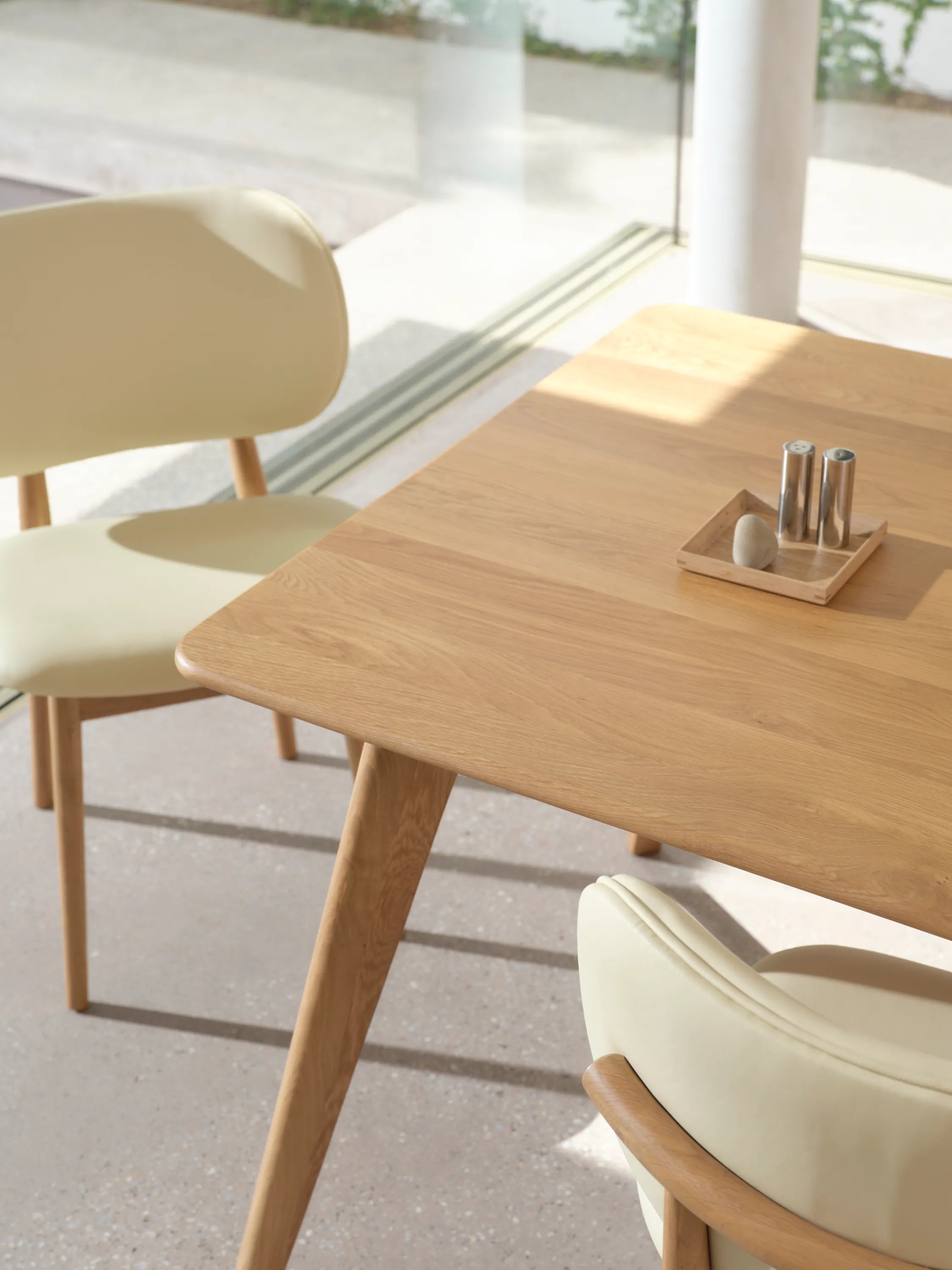 Olivia Dining Chair Cream Leather Solid American Oak